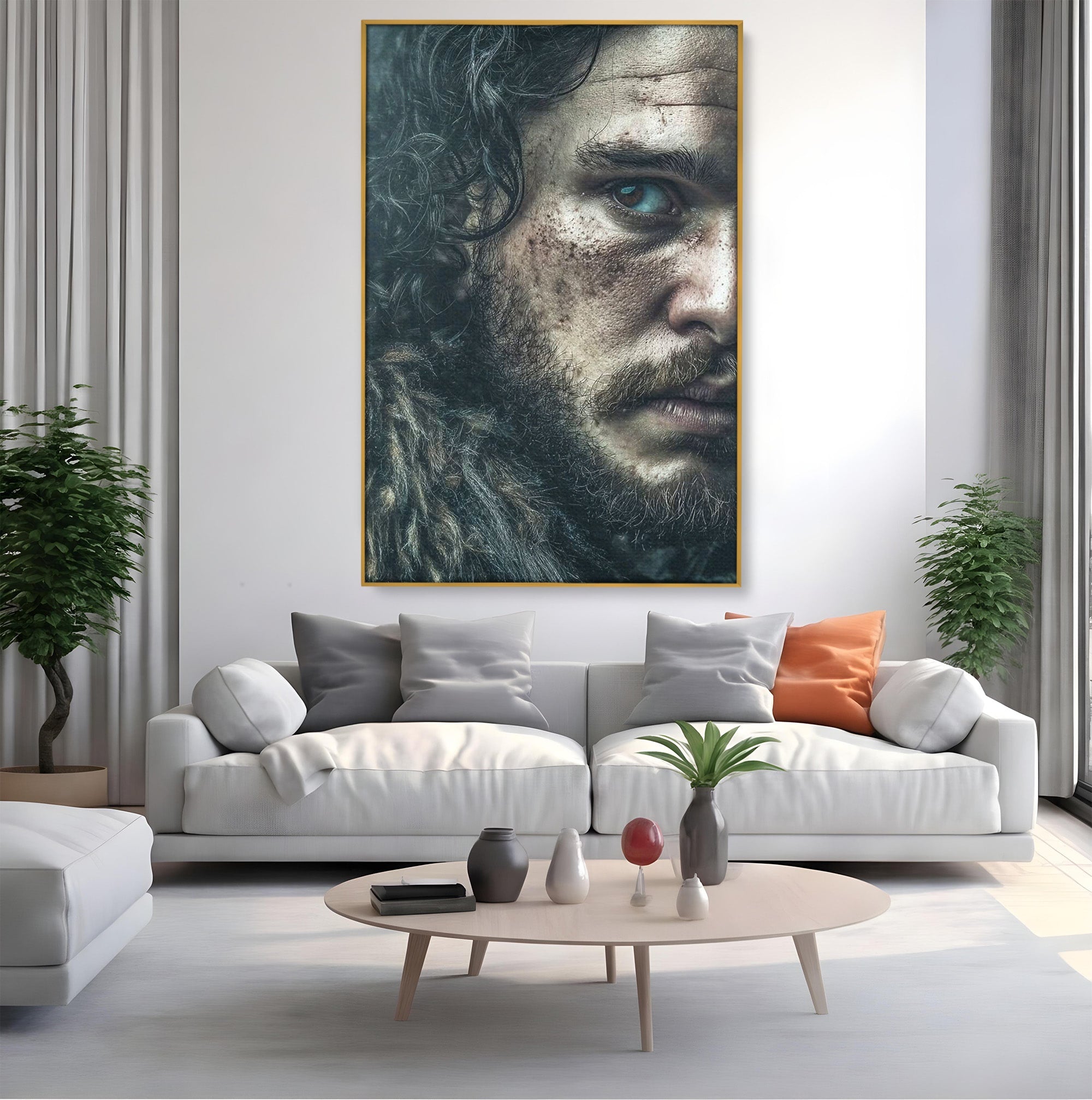 Tablou Canvas Premium LuxCanva® PI1200, Privirea lui Snow, Chip, Razboinic, Nordic, Mister, Intensitate, Living, Dormitor, Culori Vibrante