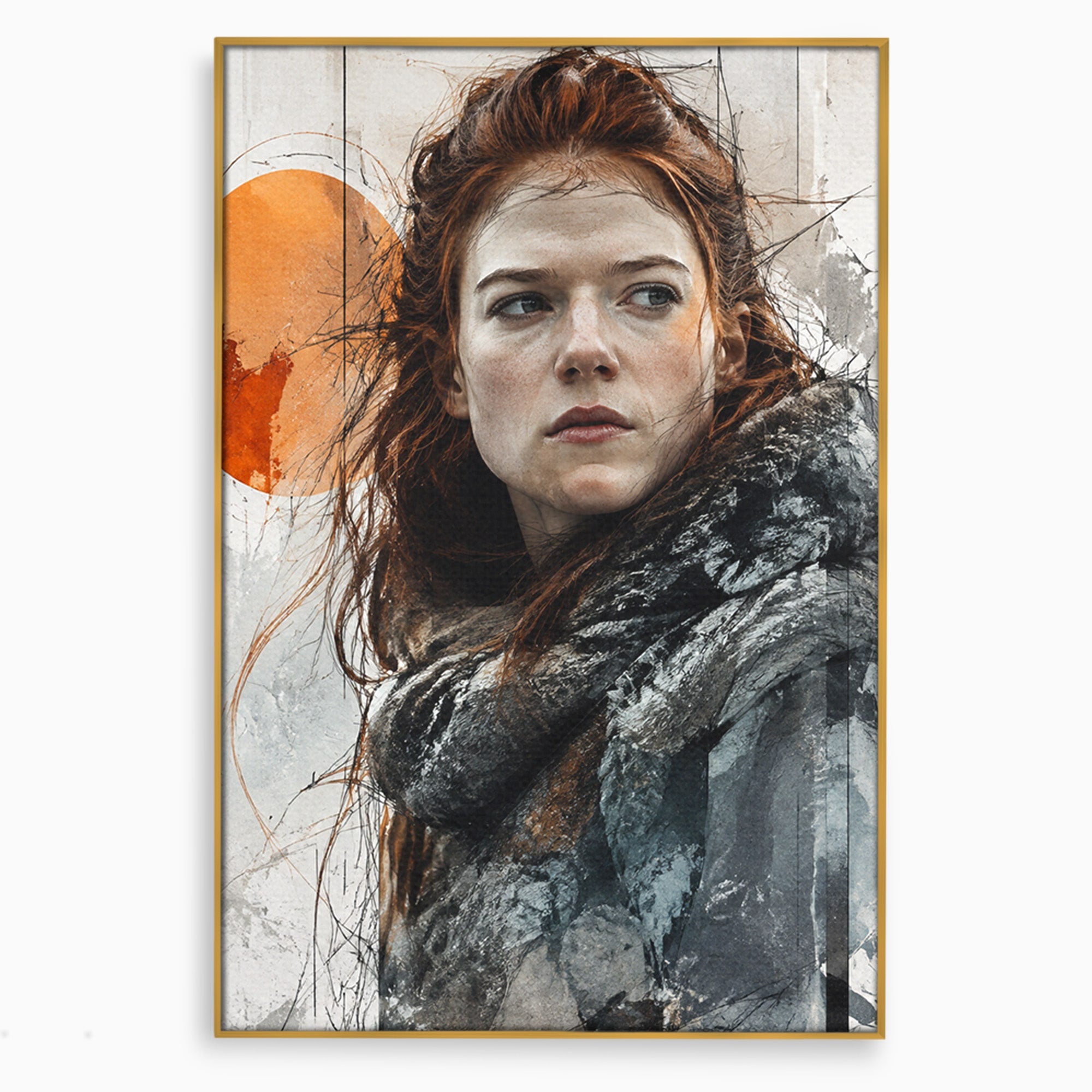 Tablou Canvas Premium LuxCanva® PI1201, Luptatoare cu Par Rosu, Portret, Femeie, Contemporan, Arta, Emotie, Living, Birou, Culori Vibrante