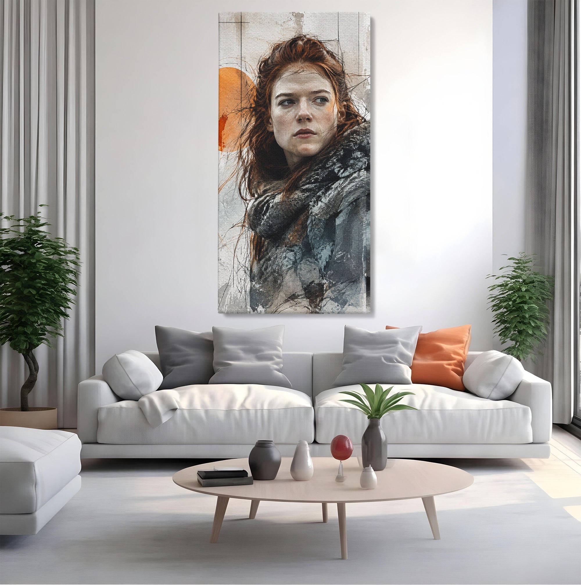 Tablou Canvas Premium LuxCanva® PI1201, Luptatoare cu Par Rosu, Portret, Femeie, Contemporan, Arta, Emotie, Living, Birou, Culori Vibrante