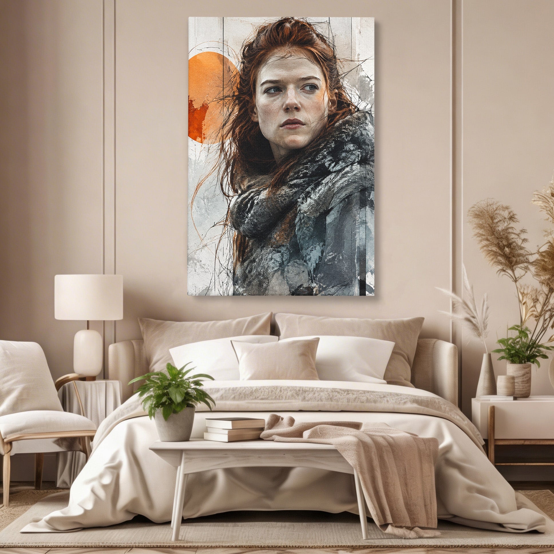 Tablou Canvas Premium LuxCanva® PI1201, Luptatoare cu Par Rosu, Portret, Femeie, Contemporan, Arta, Emotie, Living, Birou, Culori Vibrante