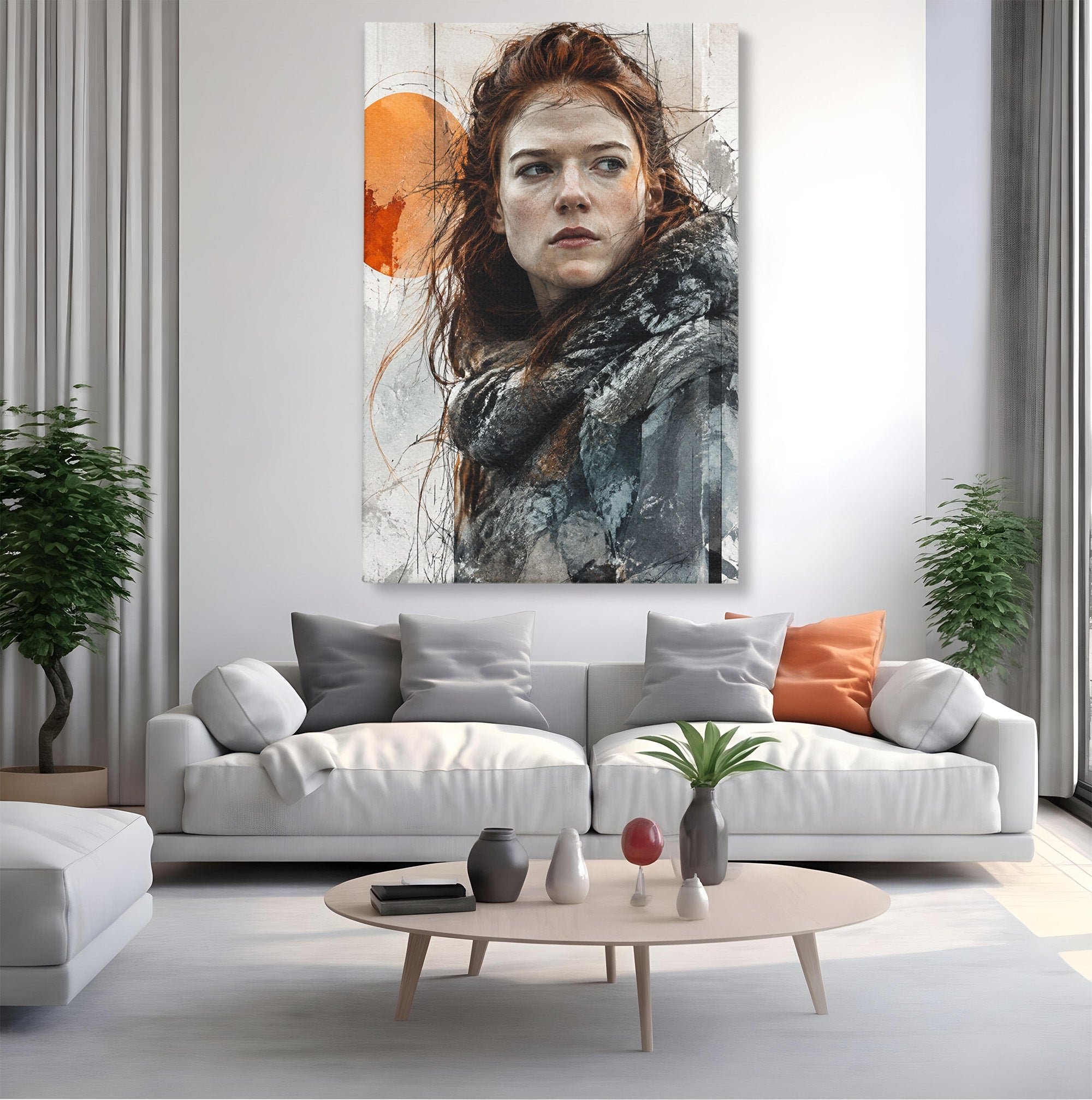 Tablou Canvas Premium LuxCanva® PI1201, Luptatoare cu Par Rosu, Portret, Femeie, Contemporan, Arta, Emotie, Living, Birou, Culori Vibrante