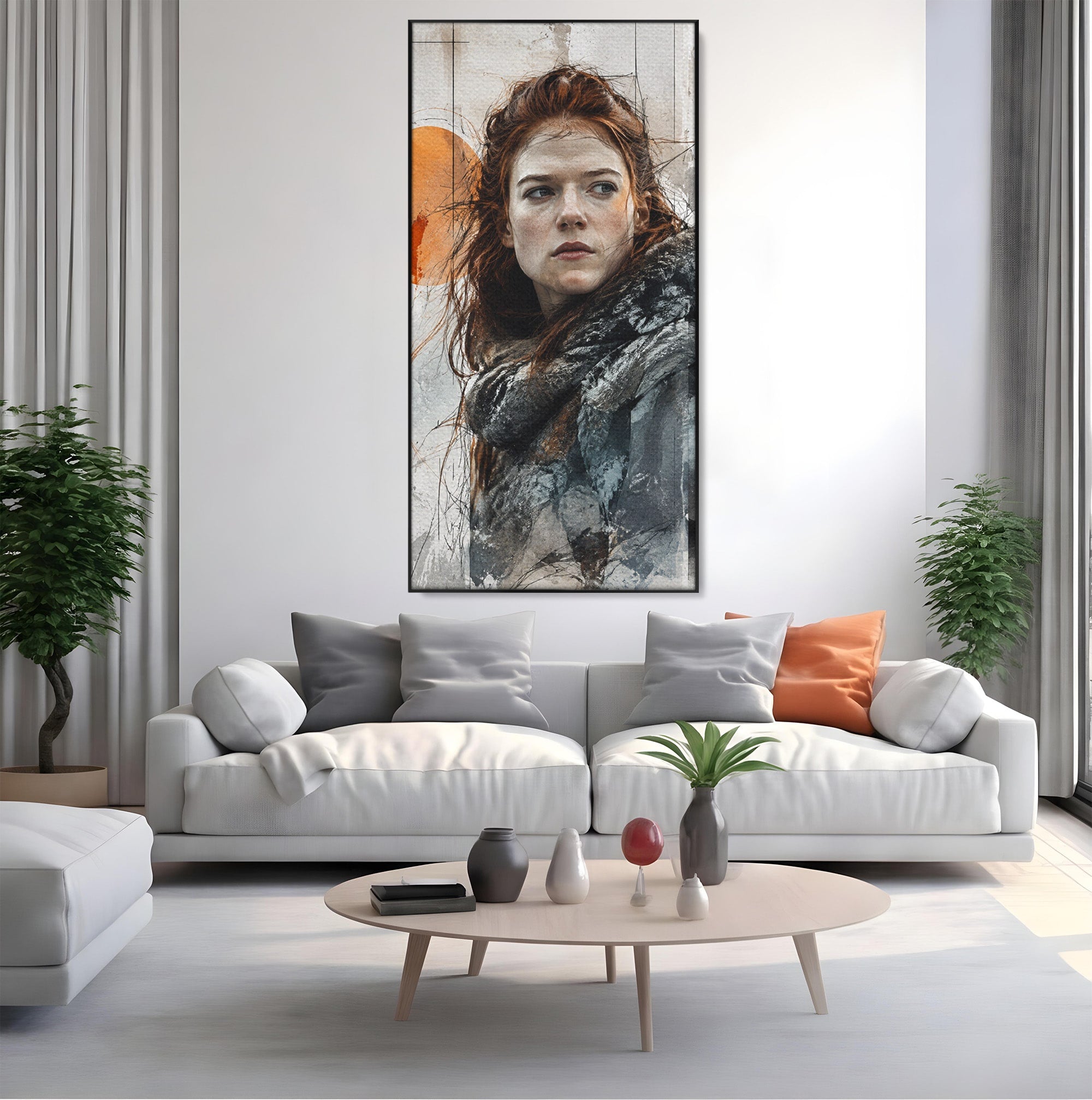 Tablou Canvas Premium LuxCanva® PI1201, Luptatoare cu Par Rosu, Portret, Femeie, Contemporan, Arta, Emotie, Living, Birou, Culori Vibrante