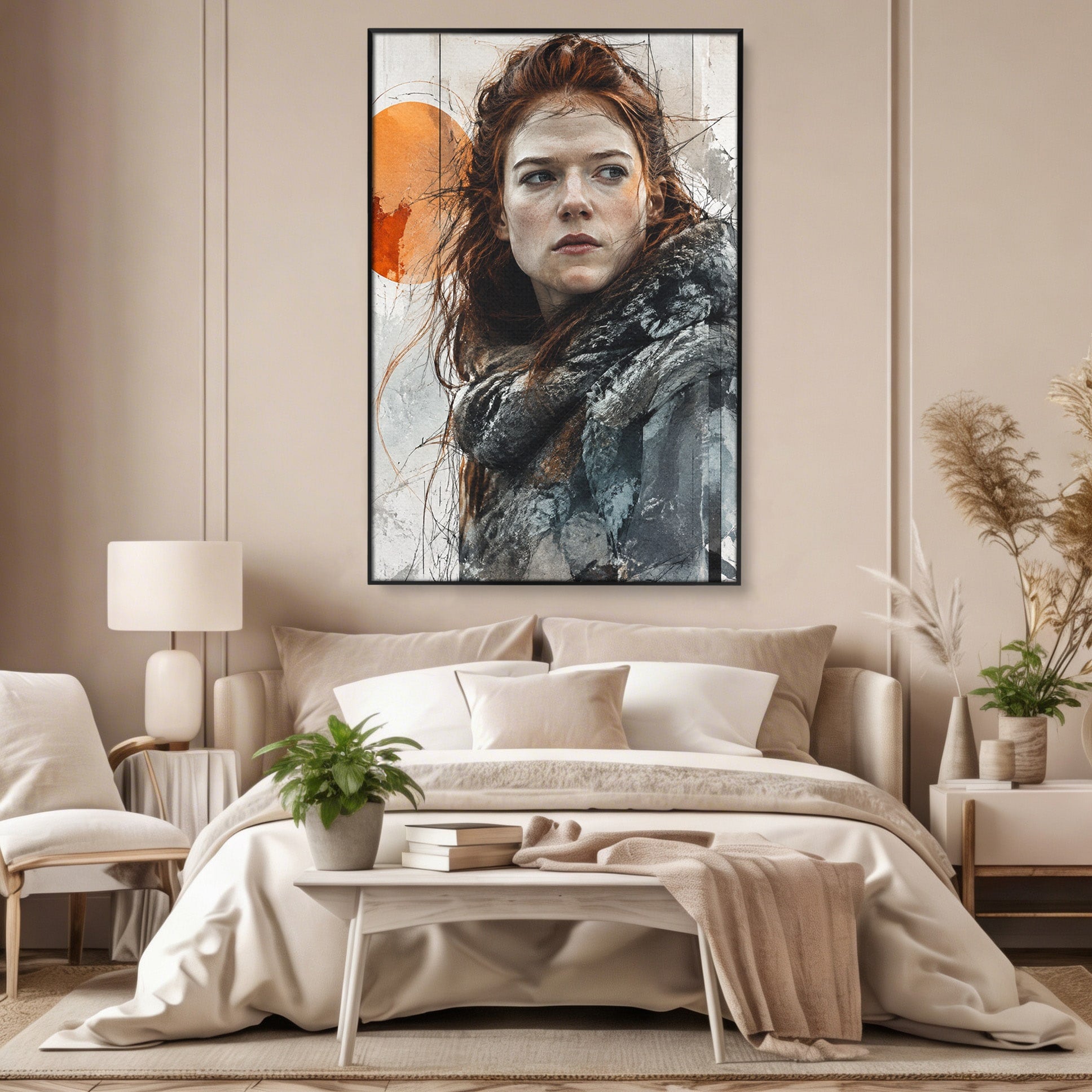 Tablou Canvas Premium LuxCanva® PI1201, Luptatoare cu Par Rosu, Portret, Femeie, Contemporan, Arta, Emotie, Living, Birou, Culori Vibrante
