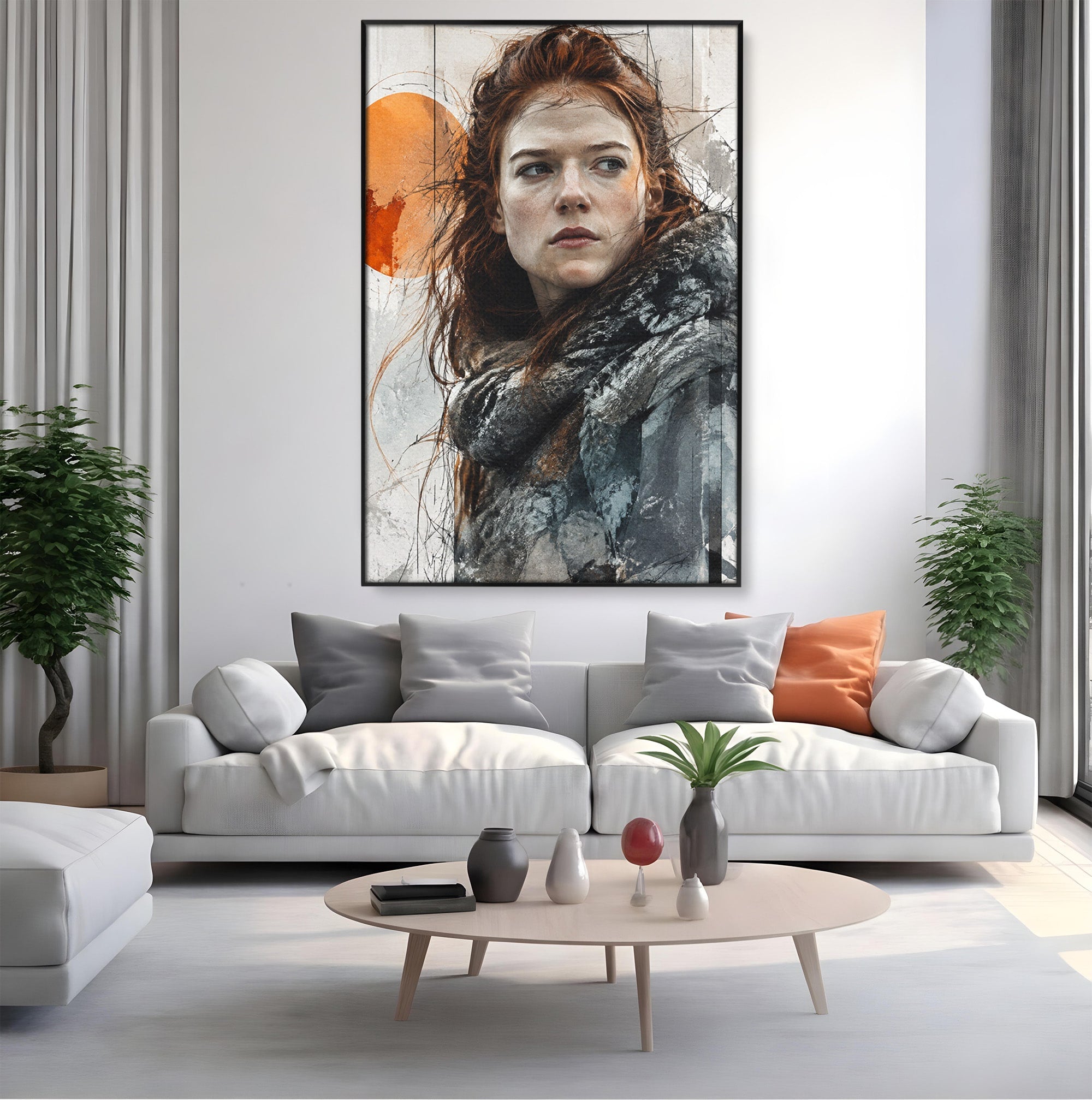 Tablou Canvas Premium LuxCanva® PI1201, Luptatoare cu Par Rosu, Portret, Femeie, Contemporan, Arta, Emotie, Living, Birou, Culori Vibrante