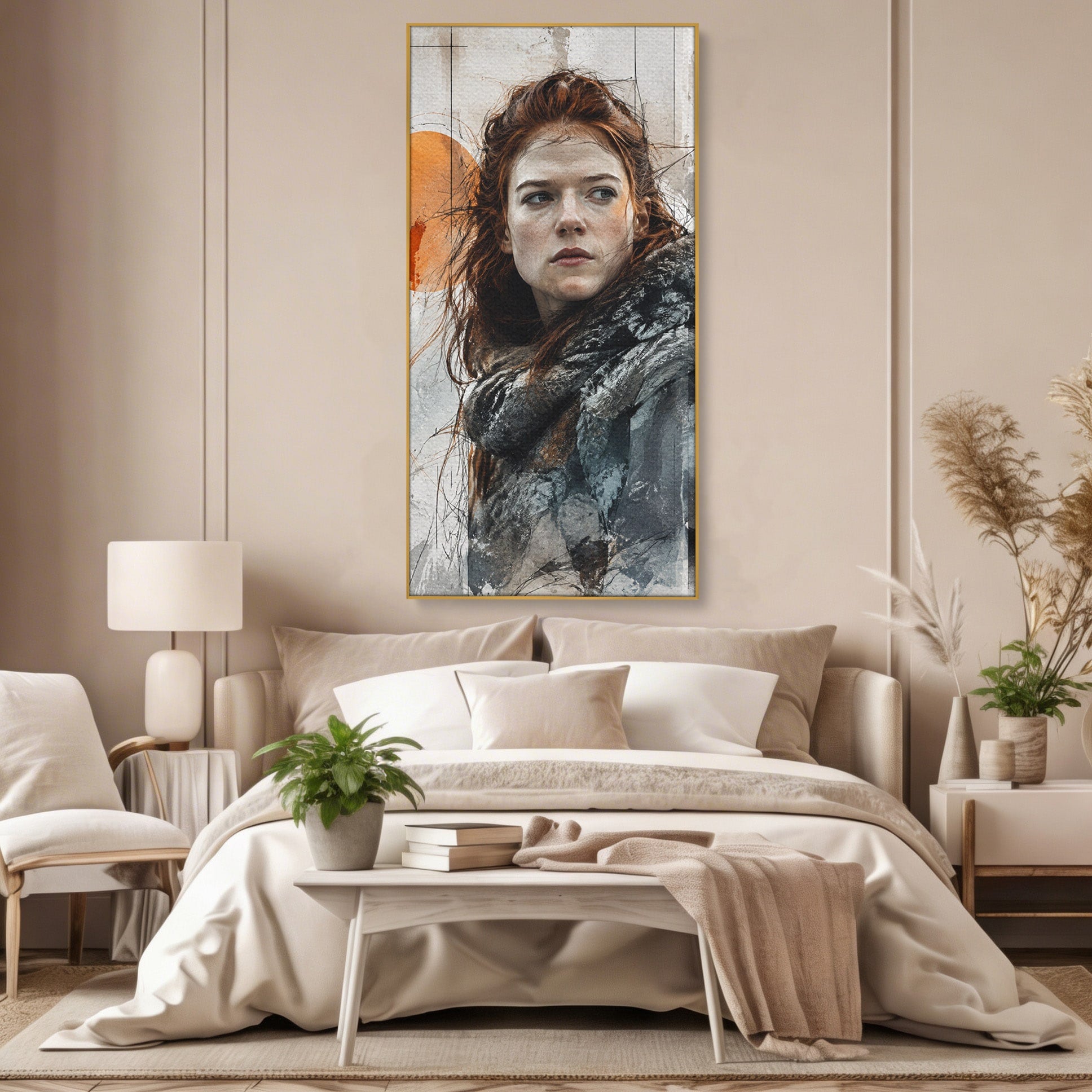 Tablou Canvas Premium LuxCanva® PI1201, Luptatoare cu Par Rosu, Portret, Femeie, Contemporan, Arta, Emotie, Living, Birou, Culori Vibrante