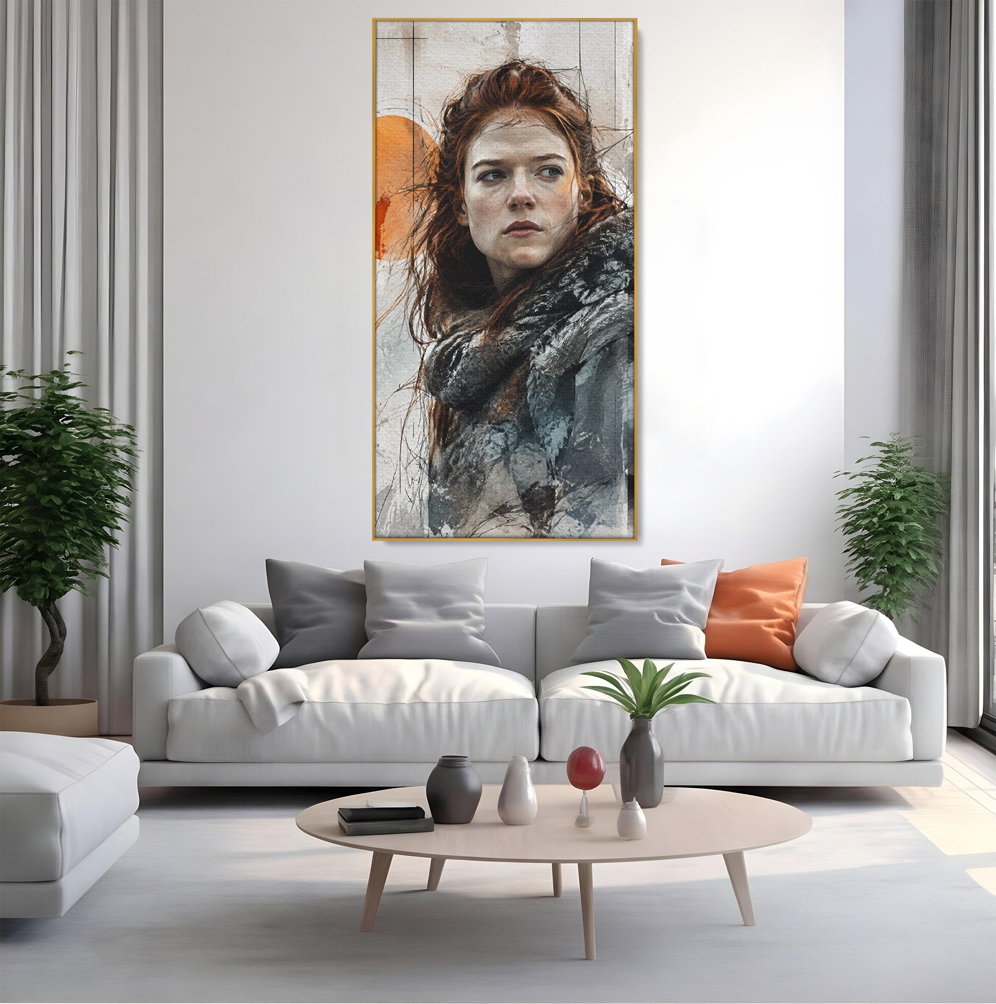 Tablou Canvas Premium LuxCanva® PI1201, Luptatoare cu Par Rosu, Portret, Femeie, Contemporan, Arta, Emotie, Living, Birou, Culori Vibrante