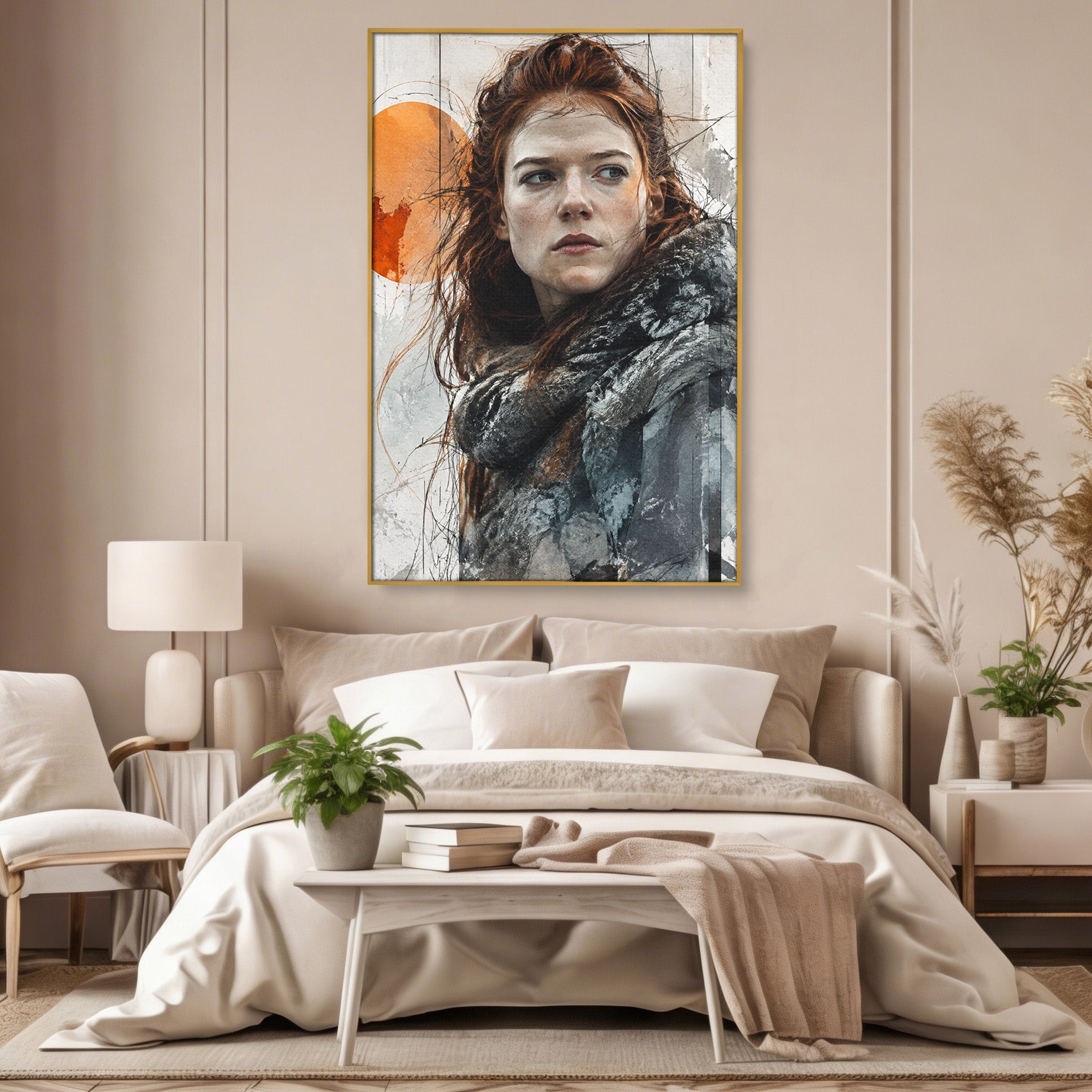 Tablou Canvas Premium LuxCanva® PI1201, Luptatoare cu Par Rosu, Portret, Femeie, Contemporan, Arta, Emotie, Living, Birou, Culori Vibrante