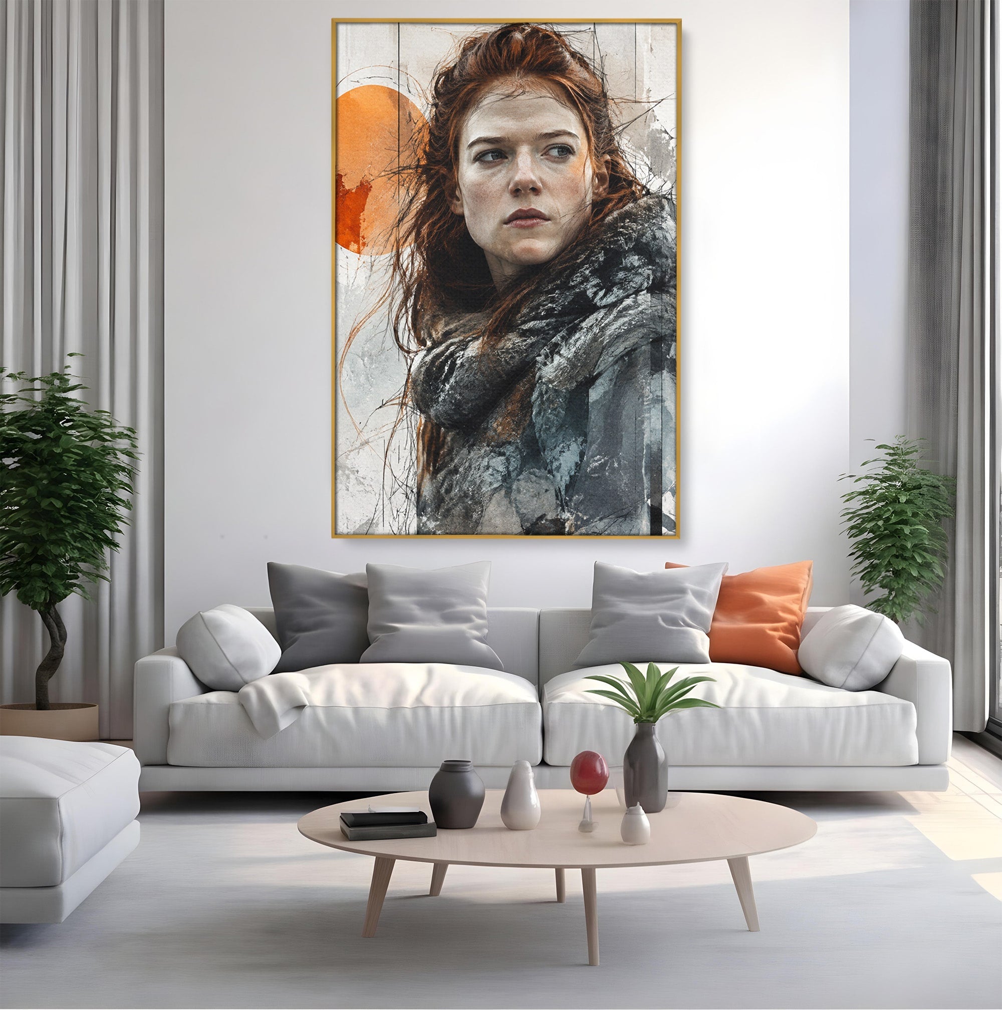 Tablou Canvas Premium LuxCanva® PI1201, Luptatoare cu Par Rosu, Portret, Femeie, Contemporan, Arta, Emotie, Living, Birou, Culori Vibrante