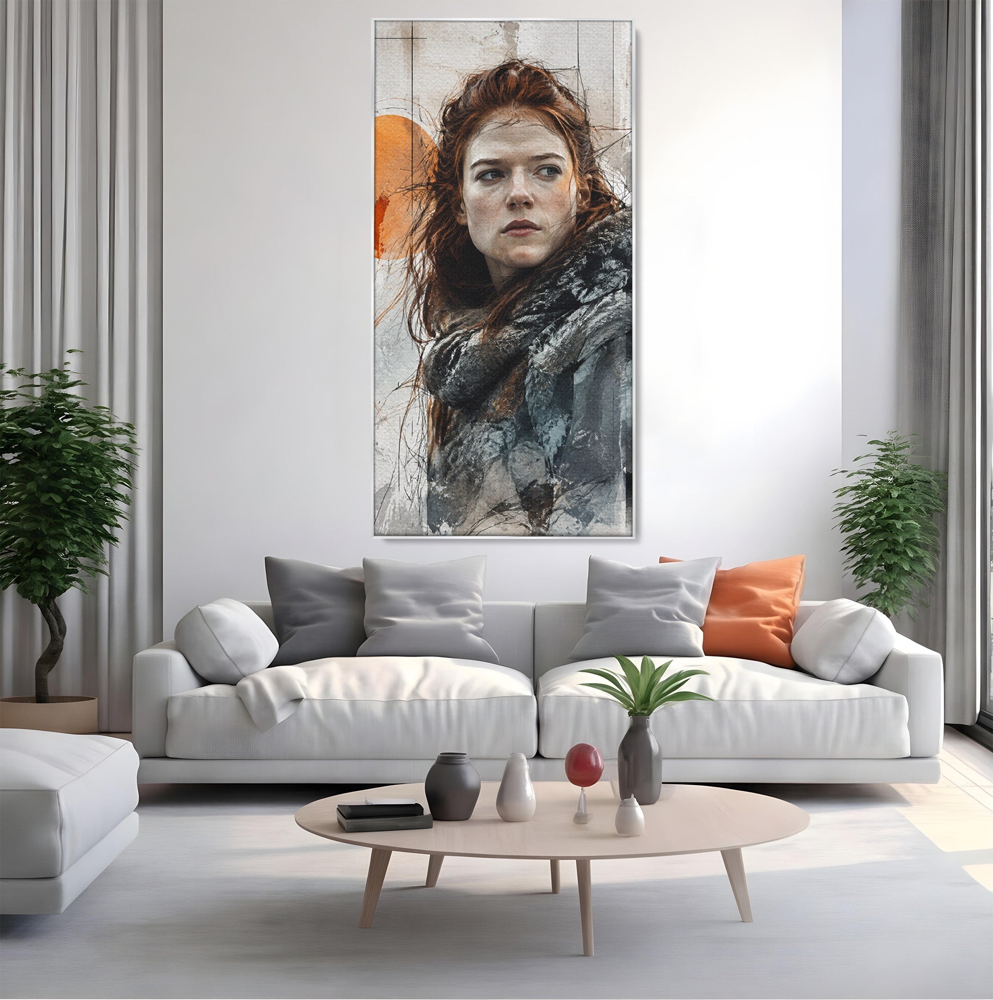 Tablou Canvas Premium LuxCanva® PI1201, Luptatoare cu Par Rosu, Portret, Femeie, Contemporan, Arta, Emotie, Living, Birou, Culori Vibrante