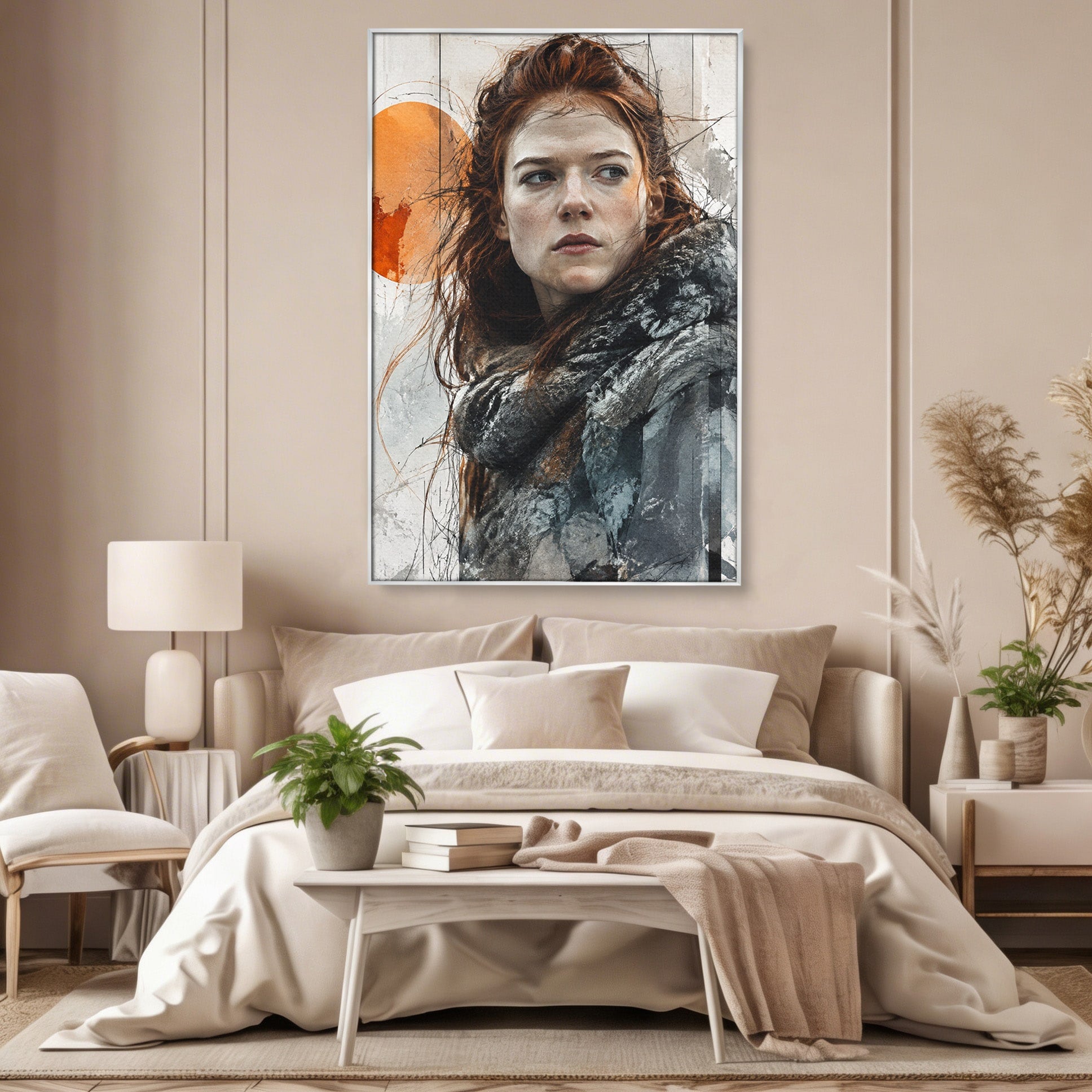 Tablou Canvas Premium LuxCanva® PI1201, Luptatoare cu Par Rosu, Portret, Femeie, Contemporan, Arta, Emotie, Living, Birou, Culori Vibrante