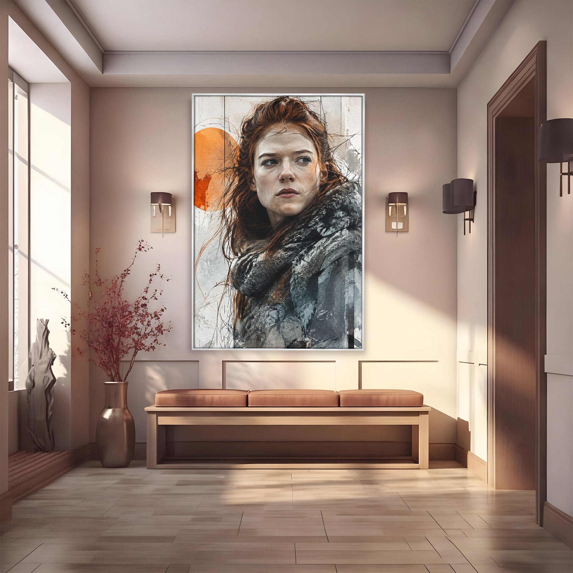 Tablou Canvas Premium LuxCanva® PI1201, Luptatoare cu Par Rosu, Portret, Femeie, Contemporan, Arta, Emotie, Living, Birou, Culori Vibrante