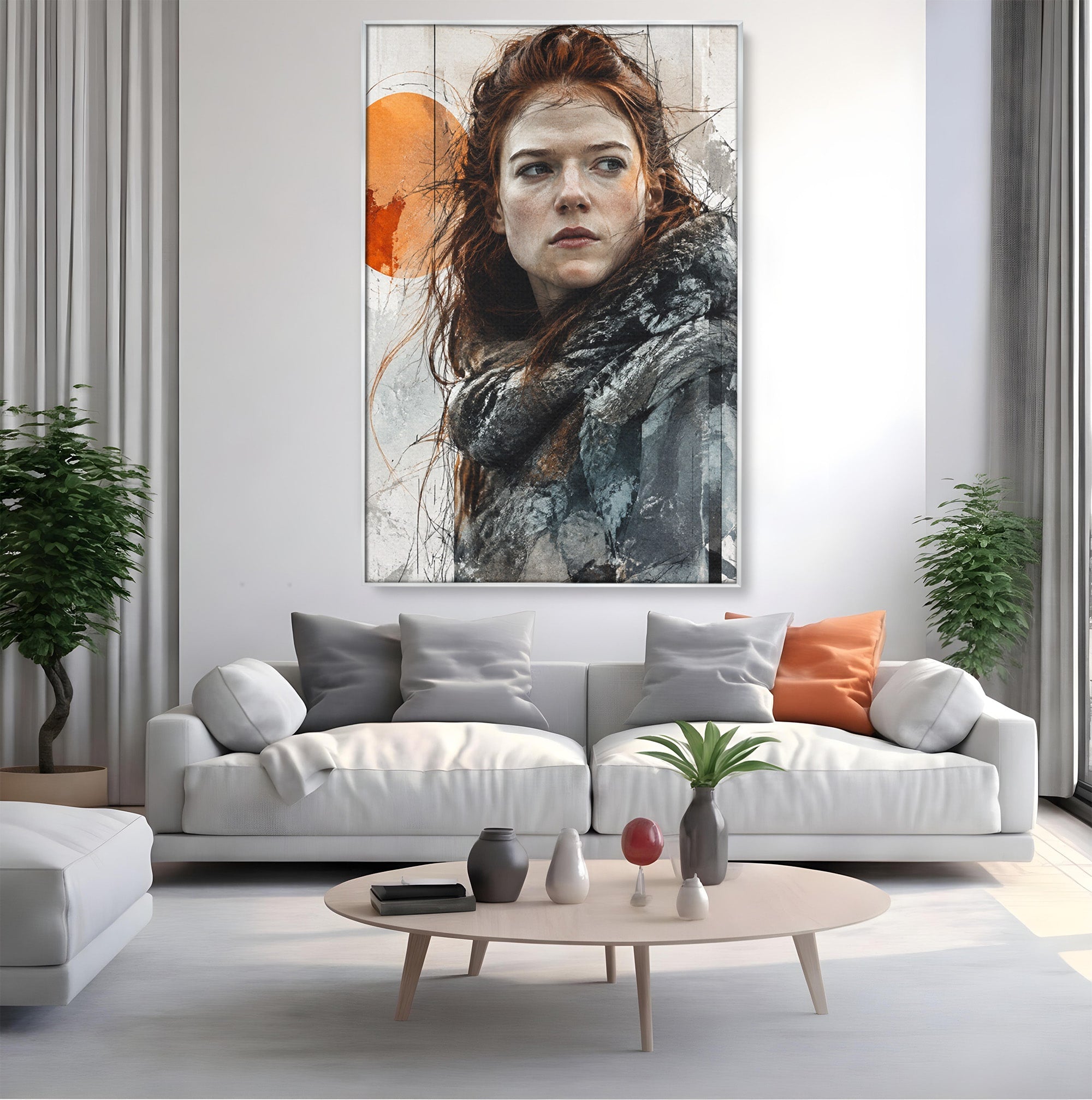 Tablou Canvas Premium LuxCanva® PI1201, Luptatoare cu Par Rosu, Portret, Femeie, Contemporan, Arta, Emotie, Living, Birou, Culori Vibrante