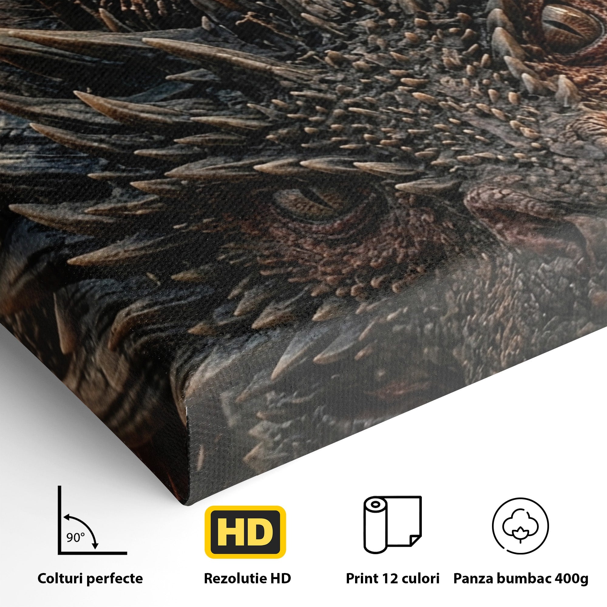 Tablou Canvas Premium LuxCanva® PI1202, Dragon In Zbor, Daenerys, Fantezie, Aventura, Epica, Dormitor, Culori Vibrante