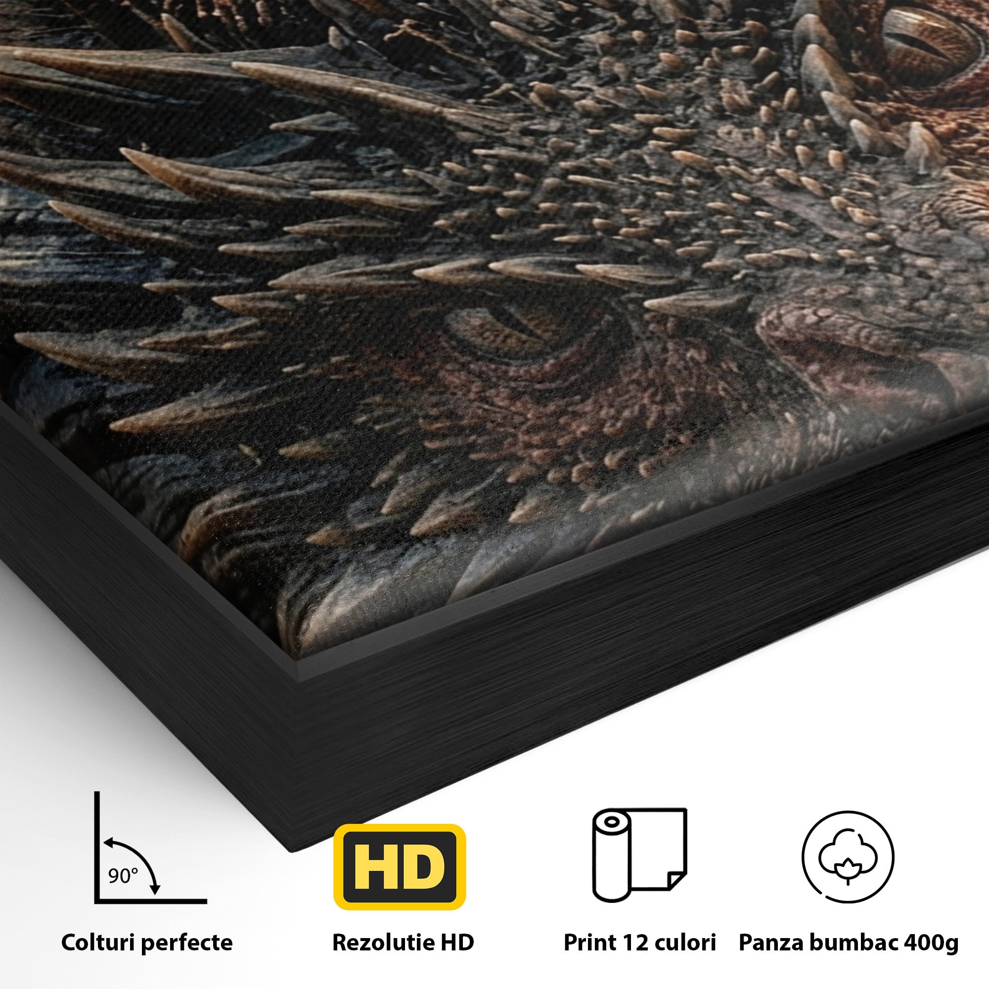 Tablou Canvas Premium LuxCanva® PI1202, Dragon In Zbor, Daenerys, Fantezie, Aventura, Epica, Dormitor, Culori Vibrante