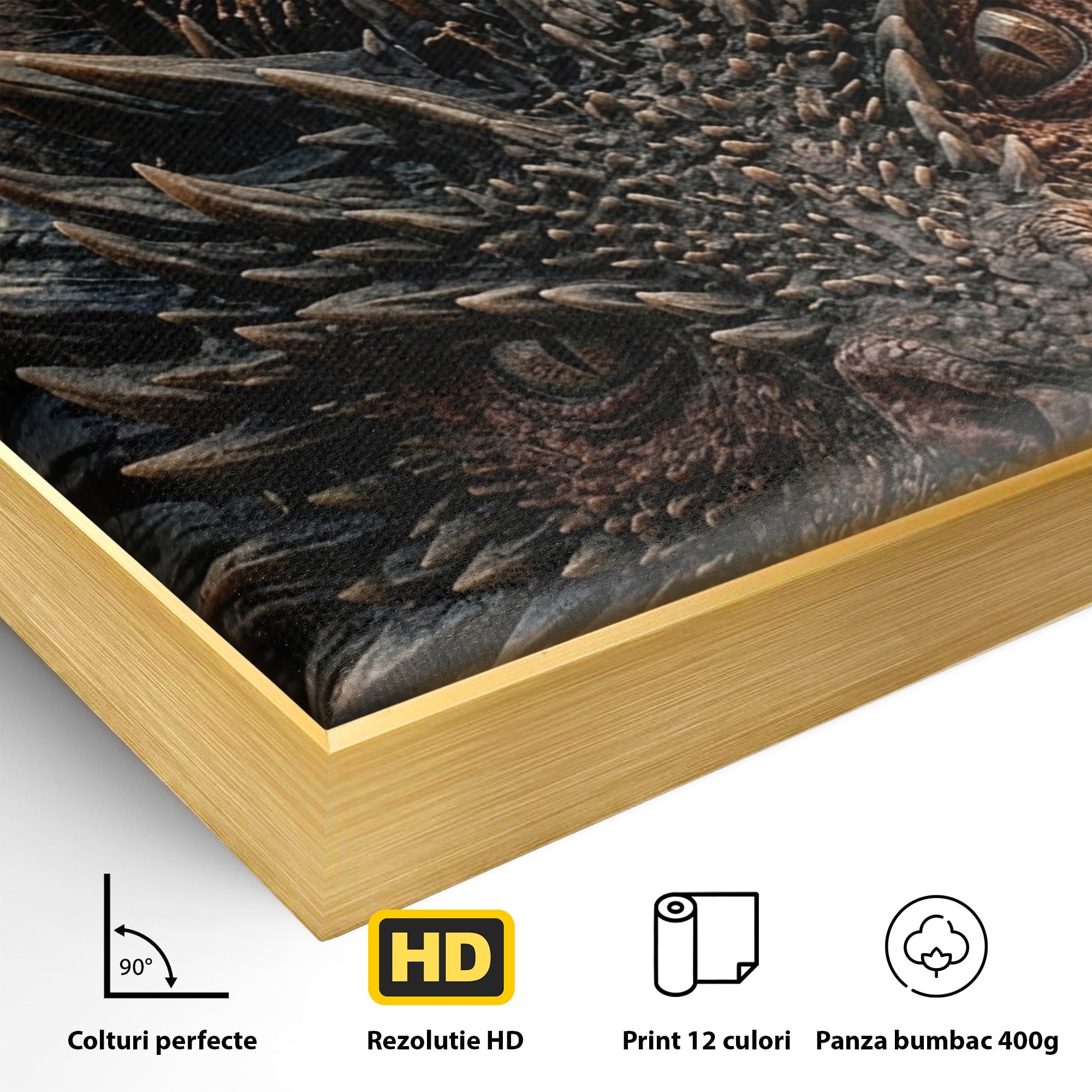 Tablou Canvas Premium LuxCanva® PI1202, Dragon In Zbor, Daenerys, Fantezie, Aventura, Epica, Dormitor, Culori Vibrante