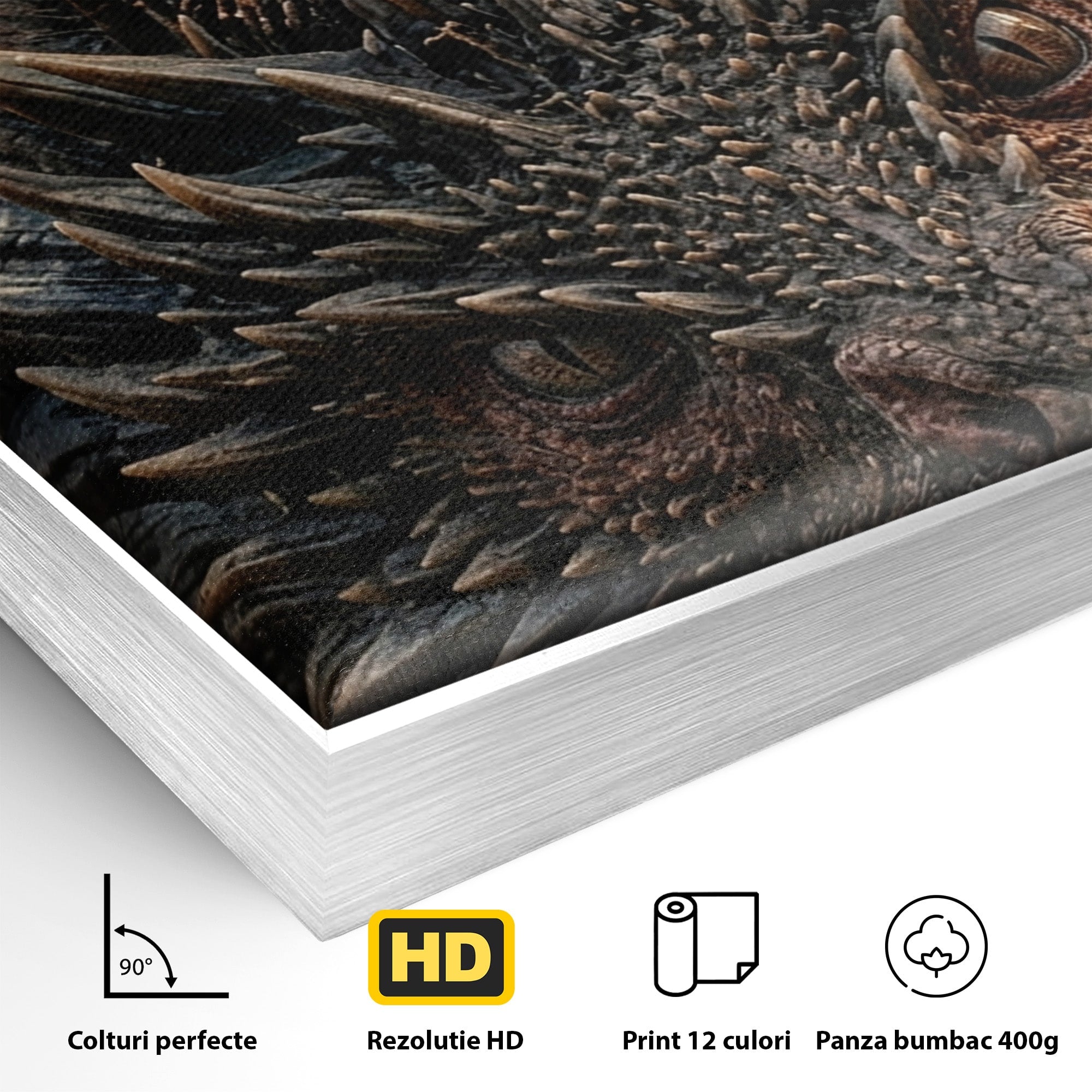 Tablou Canvas Premium LuxCanva® PI1202, Dragon In Zbor, Daenerys, Fantezie, Aventura, Epica, Dormitor, Culori Vibrante