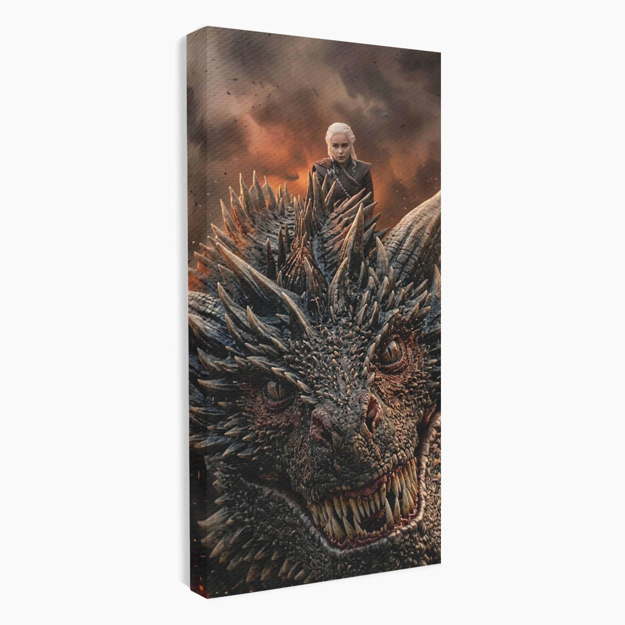 Tablou Canvas Premium LuxCanva® PI1202, Dragon In Zbor, Daenerys, Fantezie, Aventura, Epica, Dormitor, Culori Vibrante