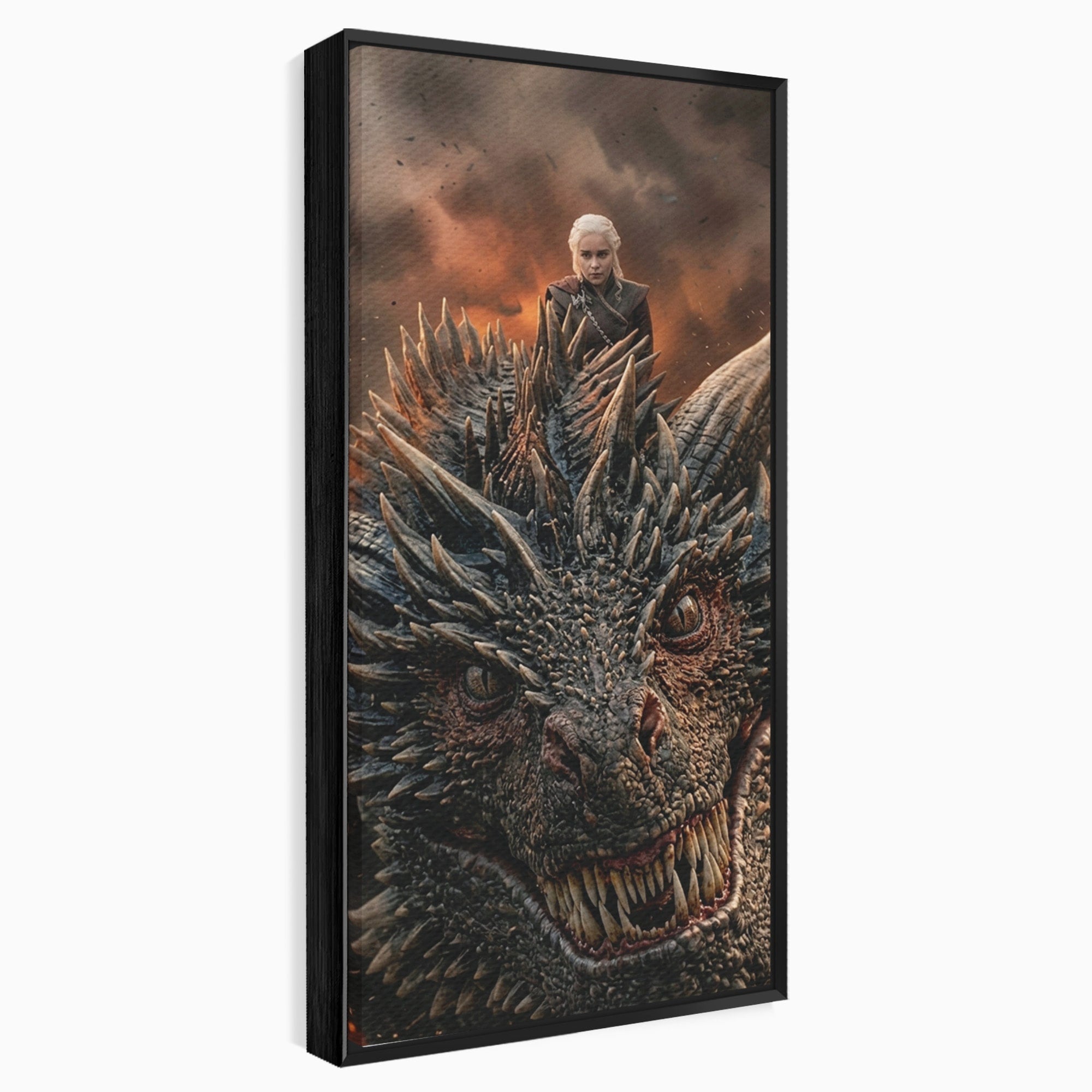 Tablou Canvas Premium LuxCanva® PI1202, Dragon In Zbor, Daenerys, Fantezie, Aventura, Epica, Dormitor, Culori Vibrante