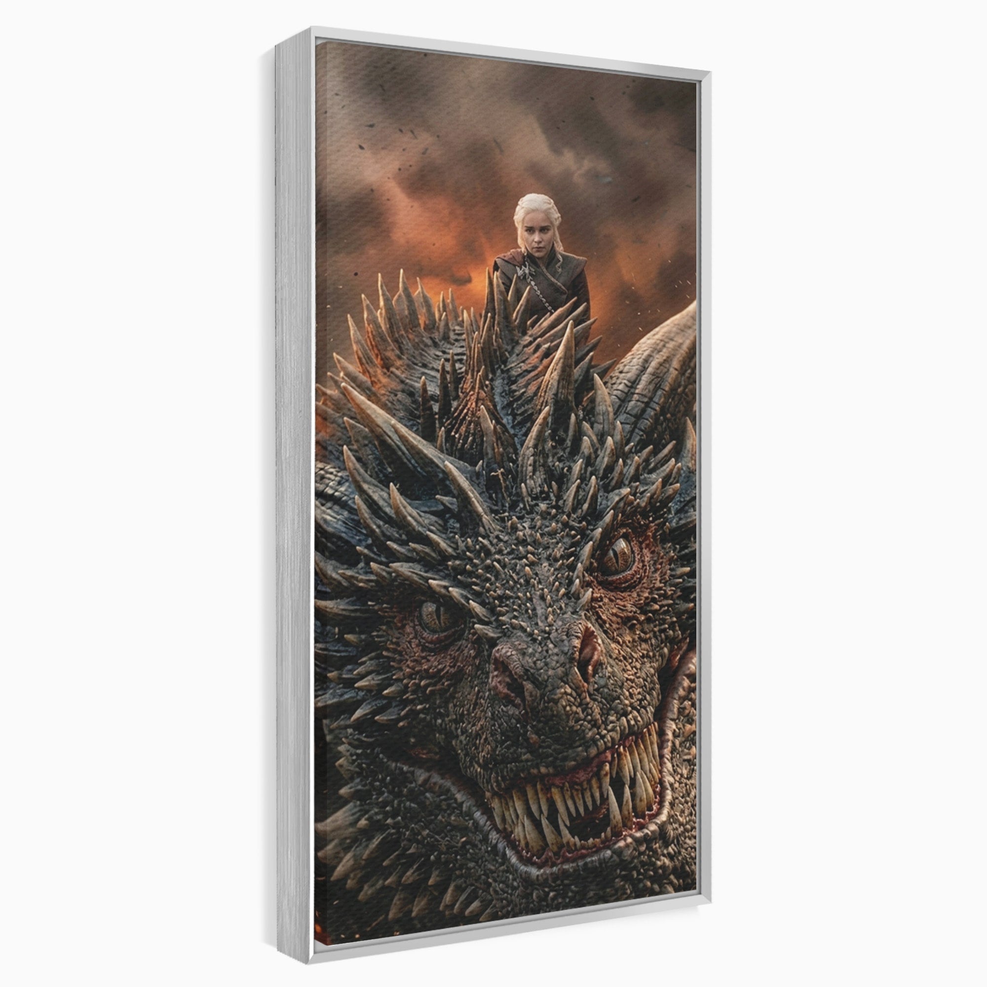 Tablou Canvas Premium LuxCanva® PI1202, Dragon In Zbor, Daenerys, Fantezie, Aventura, Epica, Dormitor, Culori Vibrante