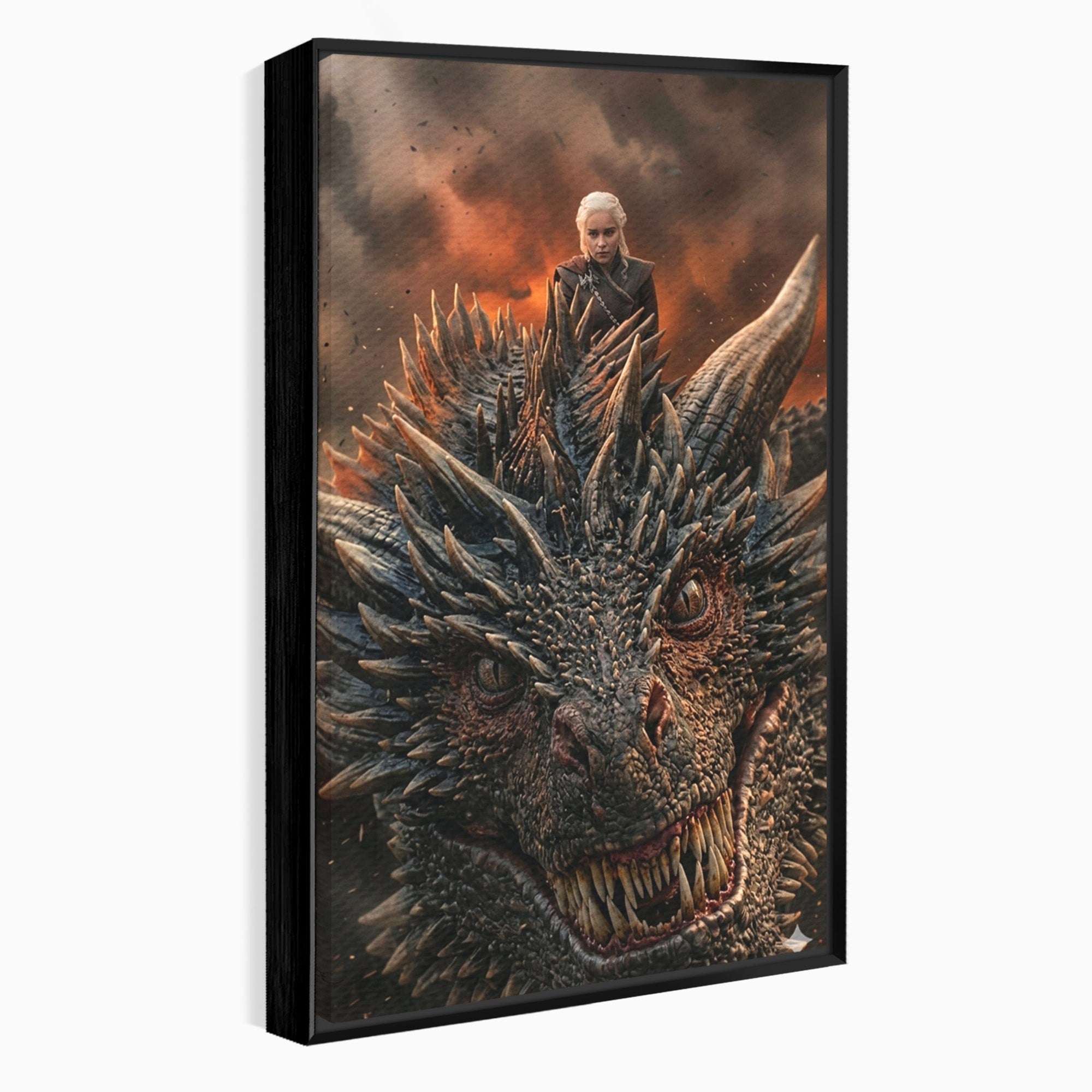 Tablou Canvas Premium LuxCanva® PI1202, Dragon In Zbor, Daenerys, Fantezie, Aventura, Epica, Dormitor, Culori Vibrante
