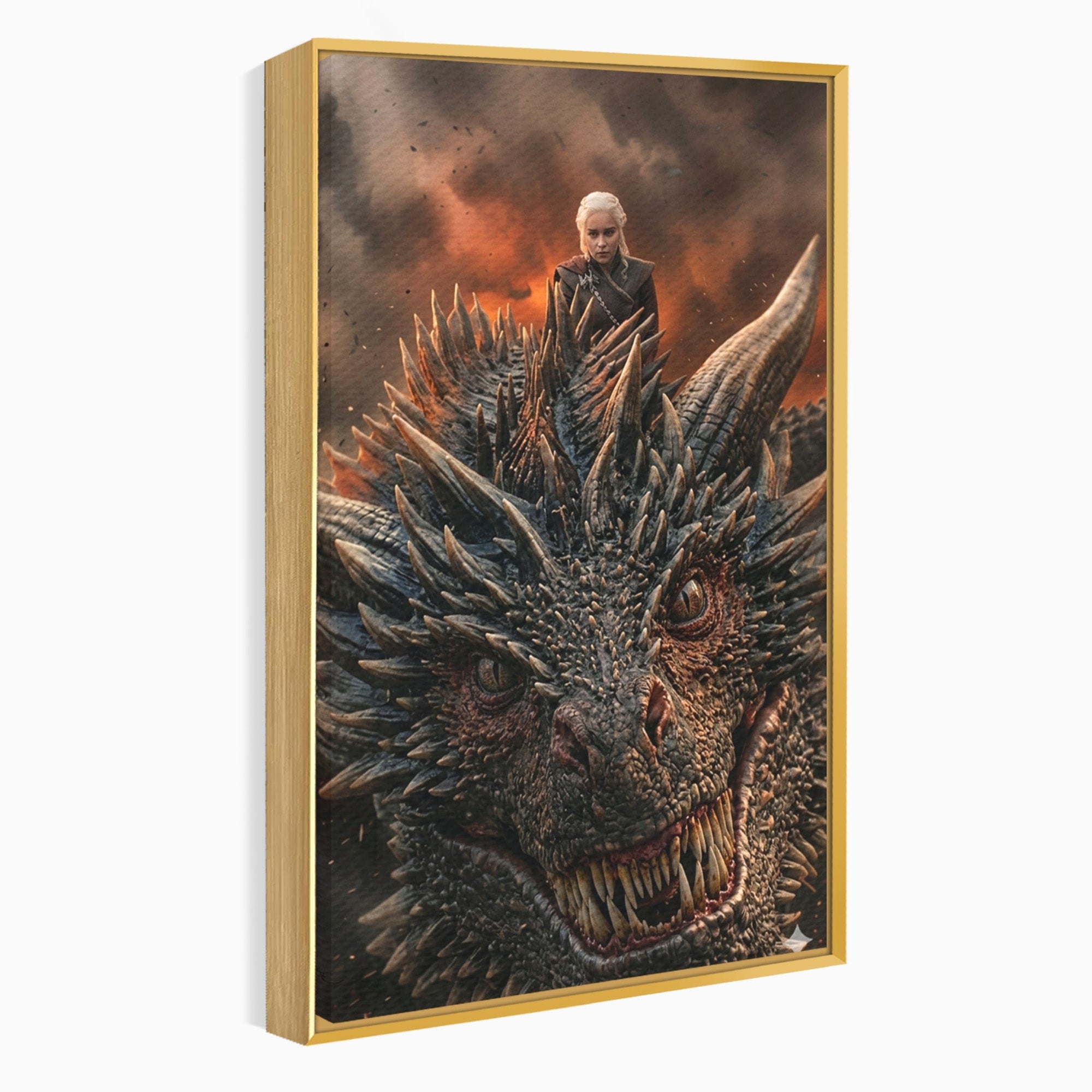 Tablou Canvas Premium LuxCanva® PI1202, Dragon In Zbor, Daenerys, Fantezie, Aventura, Epica, Dormitor, Culori Vibrante
