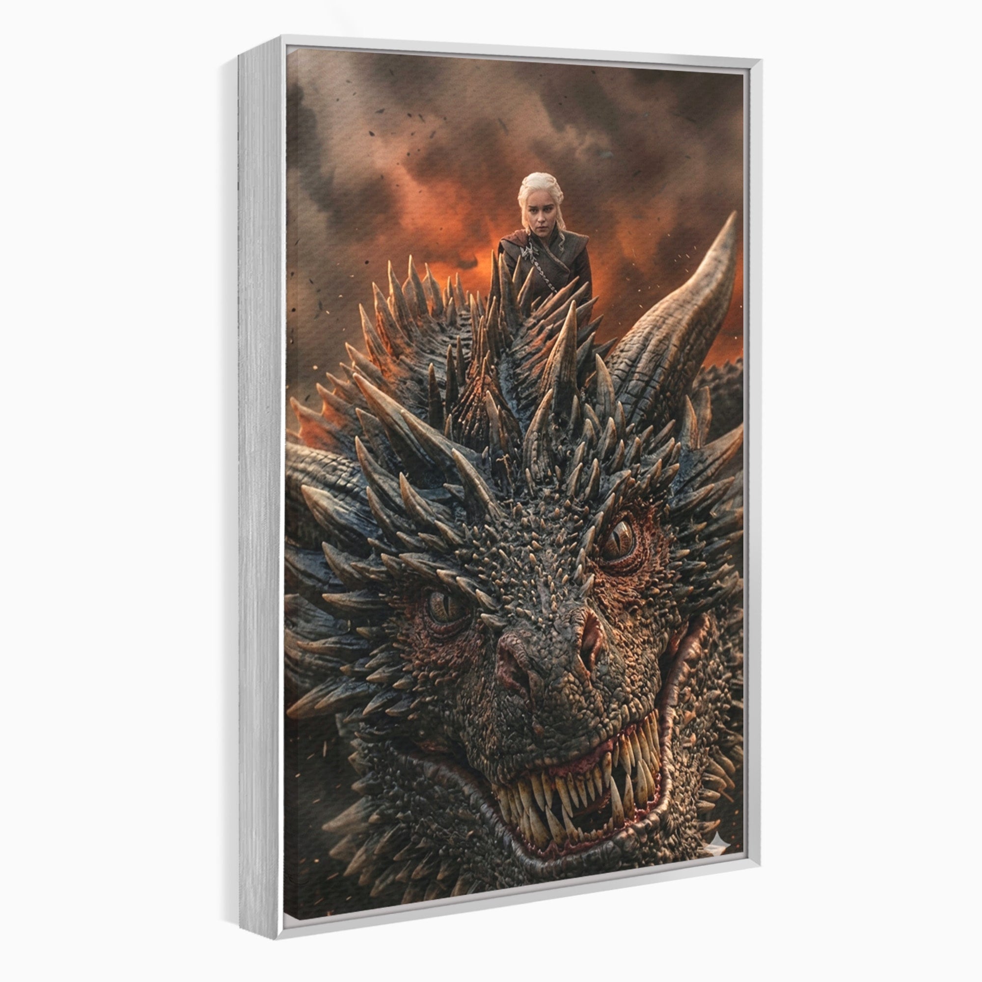 Tablou Canvas Premium LuxCanva® PI1202, Dragon In Zbor, Daenerys, Fantezie, Aventura, Epica, Dormitor, Culori Vibrante