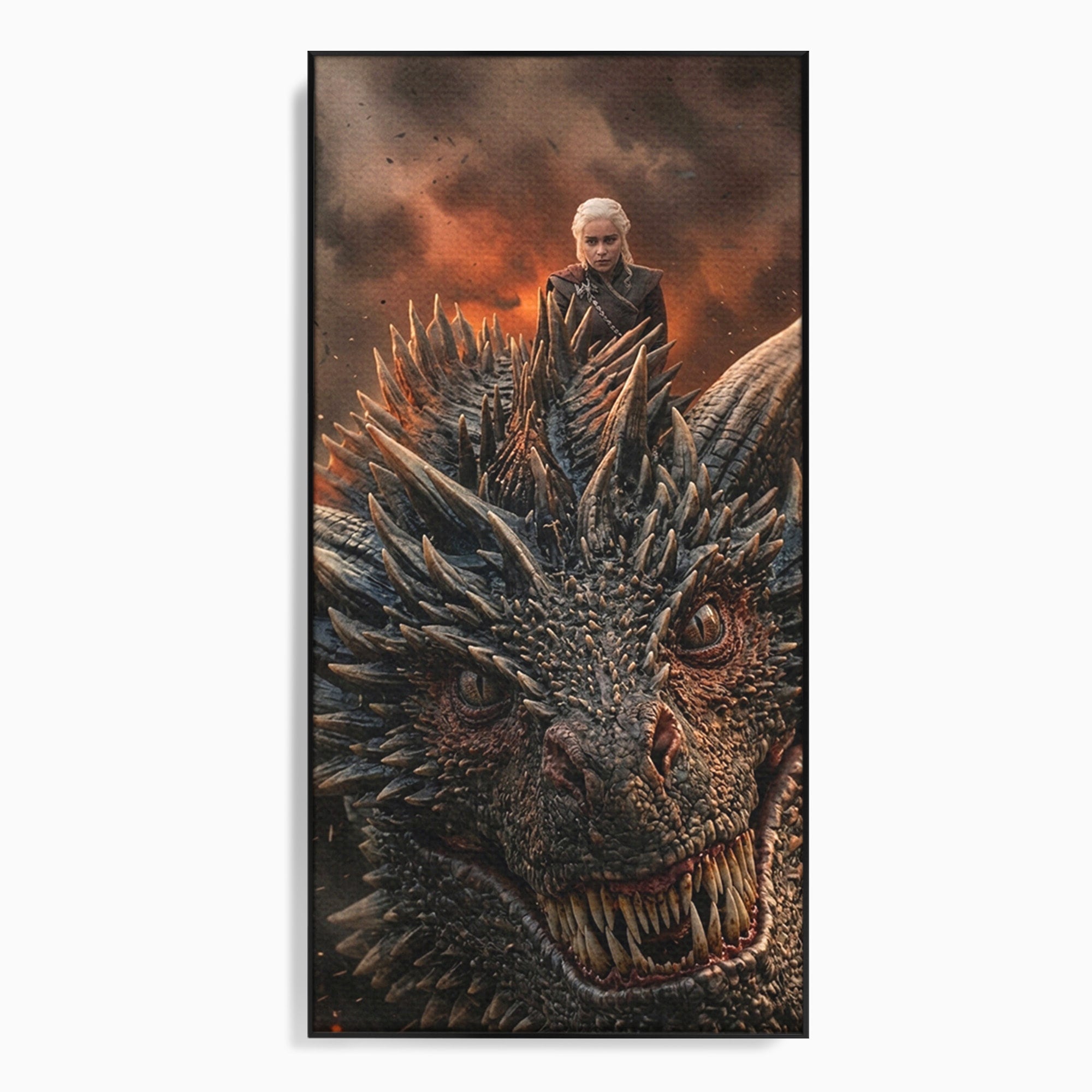 Tablou Canvas Premium LuxCanva® PI1202, Dragon In Zbor, Daenerys, Fantezie, Aventura, Epica, Dormitor, Culori Vibrante