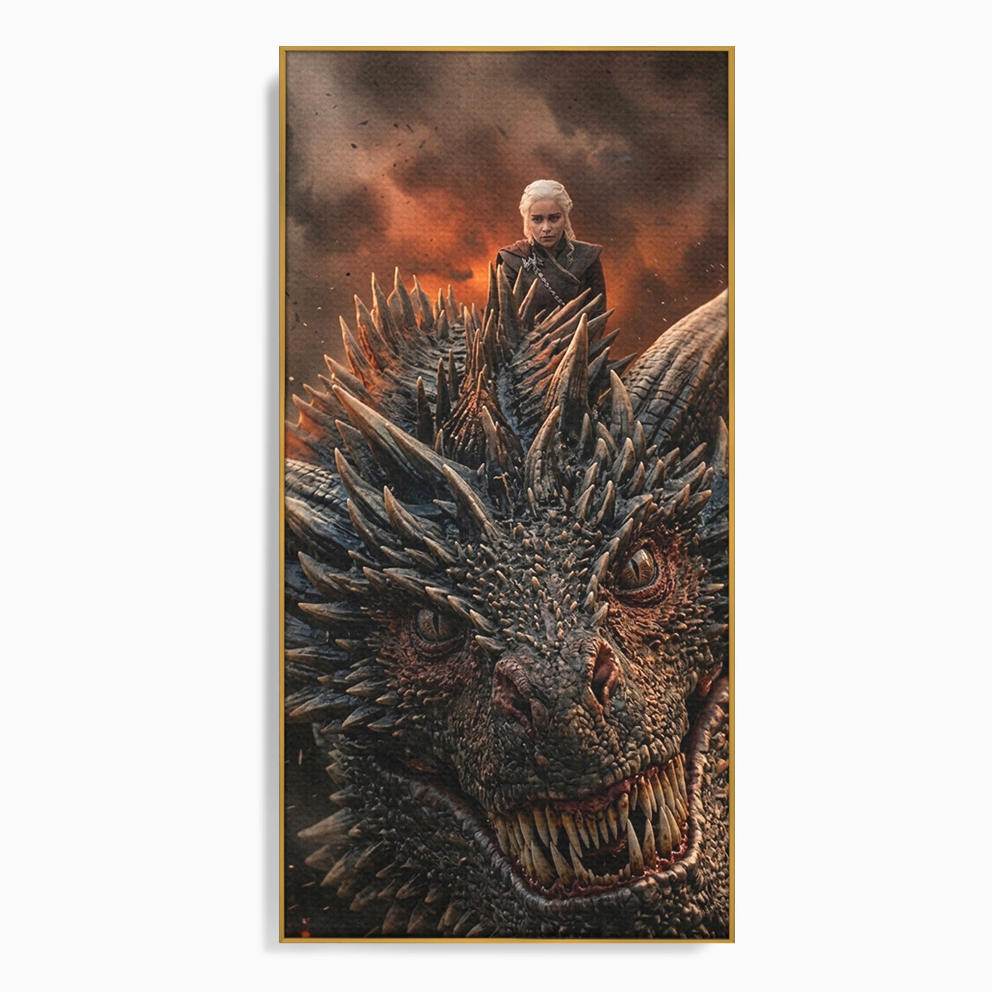 Tablou Canvas Premium LuxCanva® PI1202, Dragon In Zbor, Daenerys, Fantezie, Aventura, Epica, Dormitor, Culori Vibrante