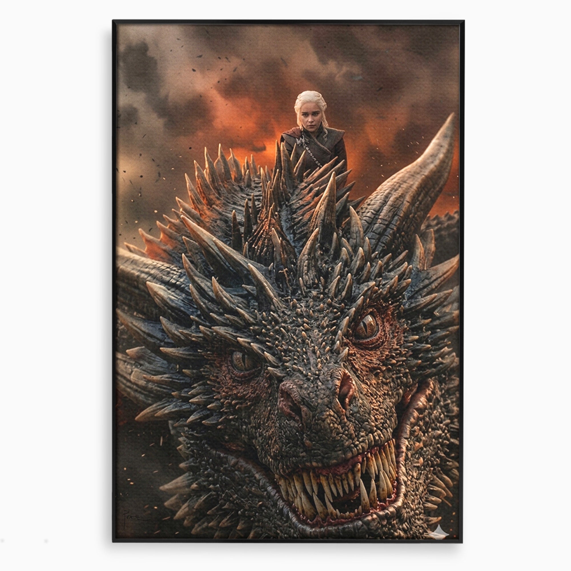 Tablou Canvas Premium LuxCanva® PI1202, Dragon In Zbor, Daenerys, Fantezie, Aventura, Epica, Dormitor, Culori Vibrante