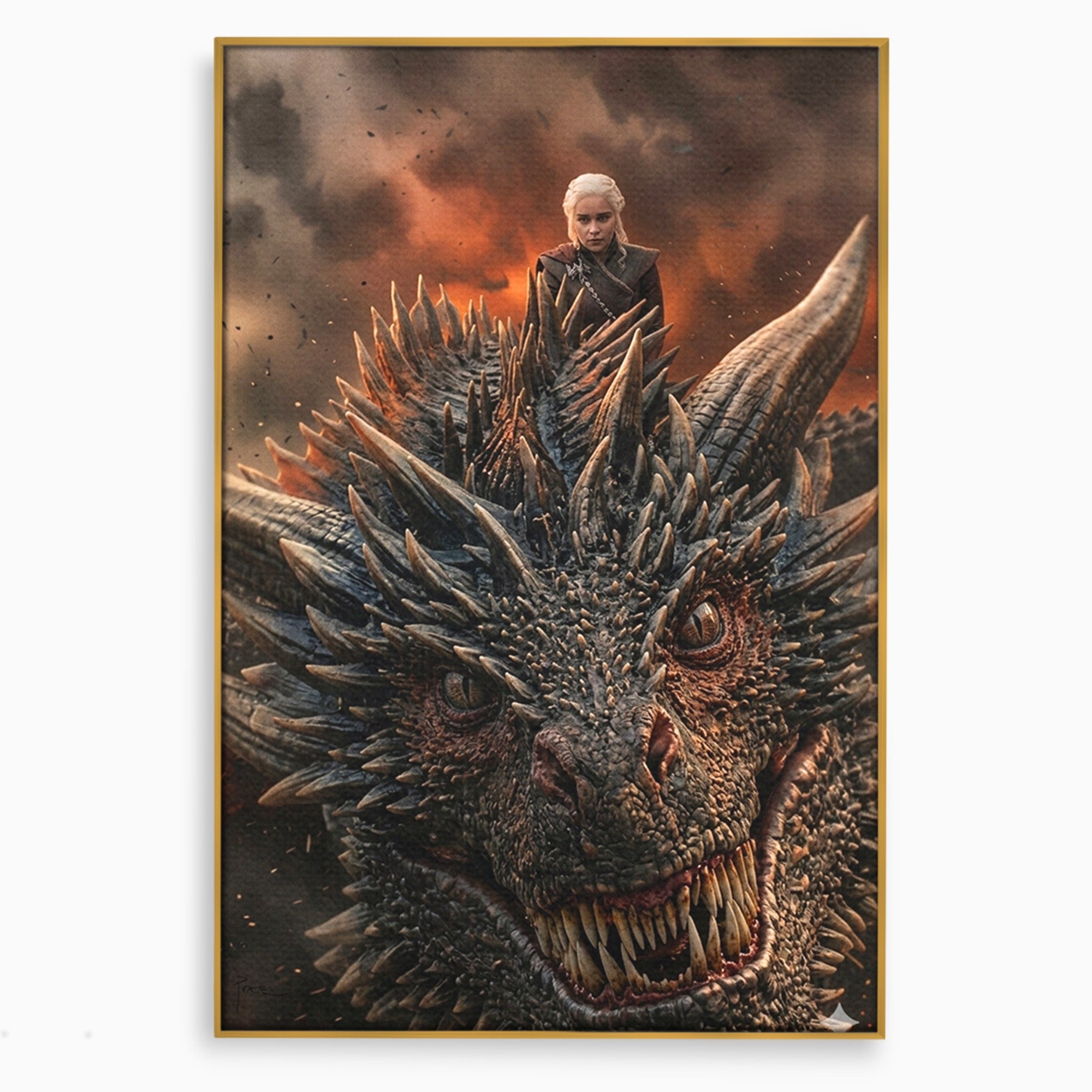 Tablou Canvas Premium LuxCanva® PI1202, Dragon In Zbor, Daenerys, Fantezie, Aventura, Epica, Dormitor, Culori Vibrante