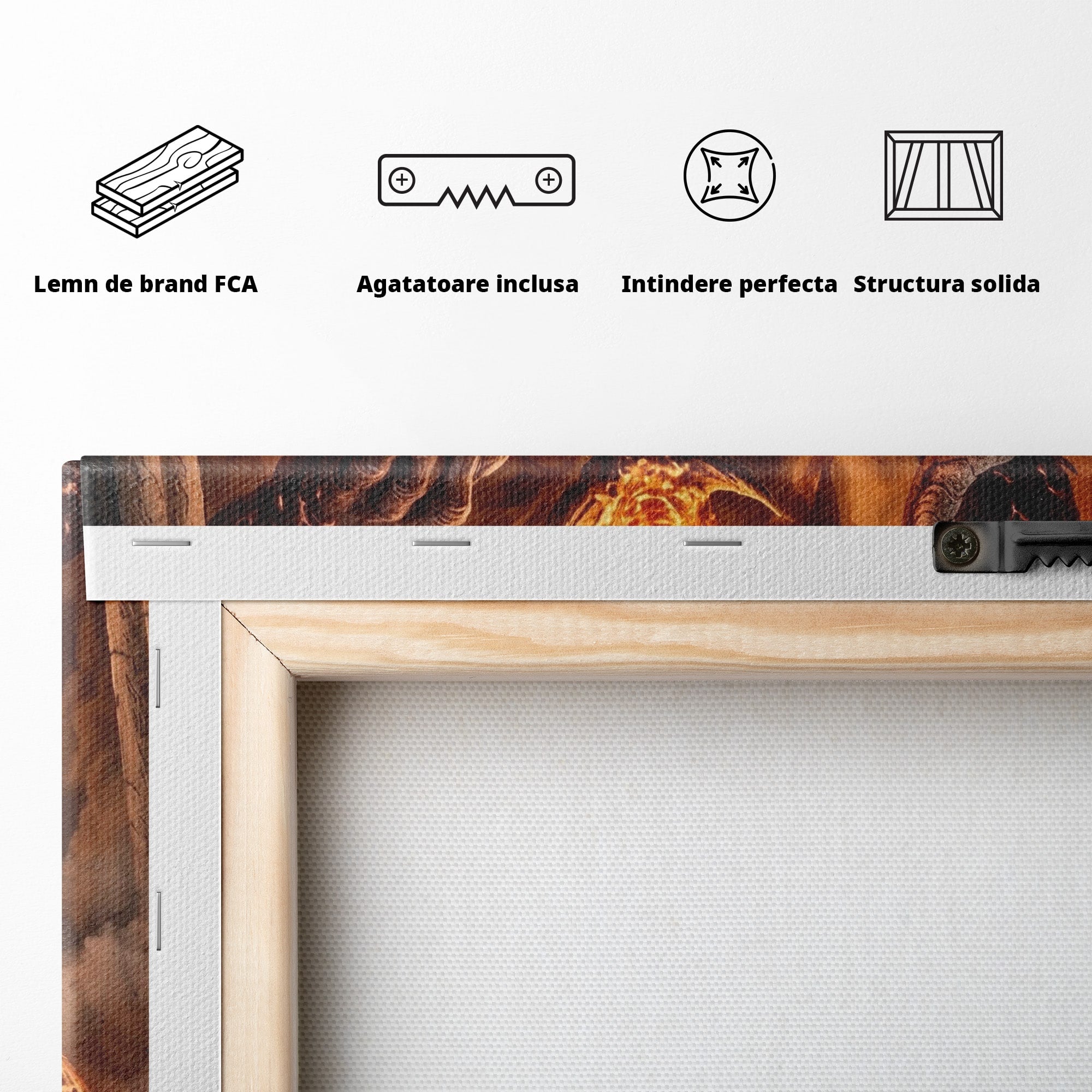 Tablou Canvas Premium LuxCanva® PI1203, Gandalf si Demonul Focului, Bestie, Foc, Lupta, Fantezie, Aventura, Living, Culori Vibrante