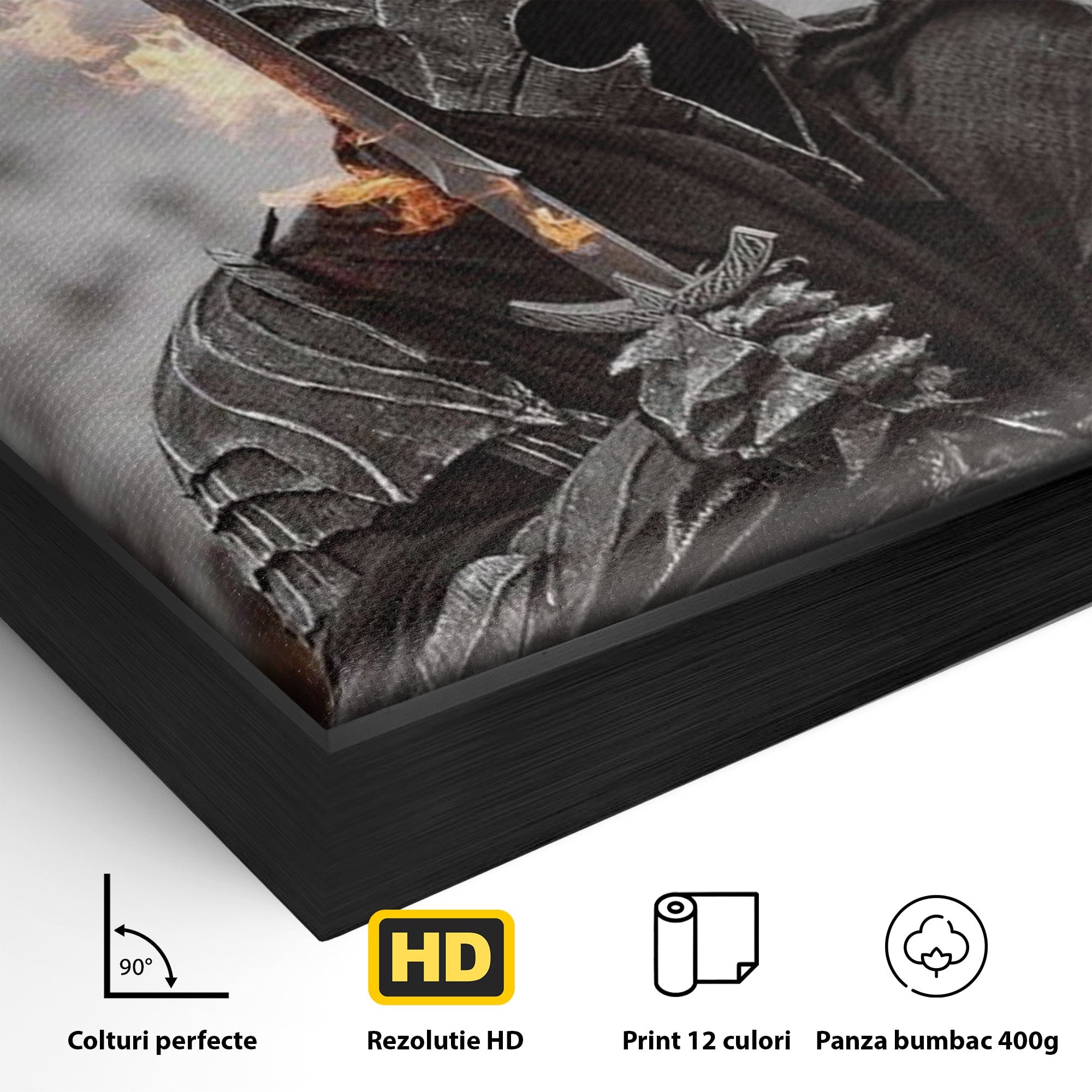 Tablou Canvas Premium LuxCanva® PI1205, Duhurile Inelului, Razboinic, Fantezie, Erou, Sabie, Dormitor, Living, Culori Vibrante