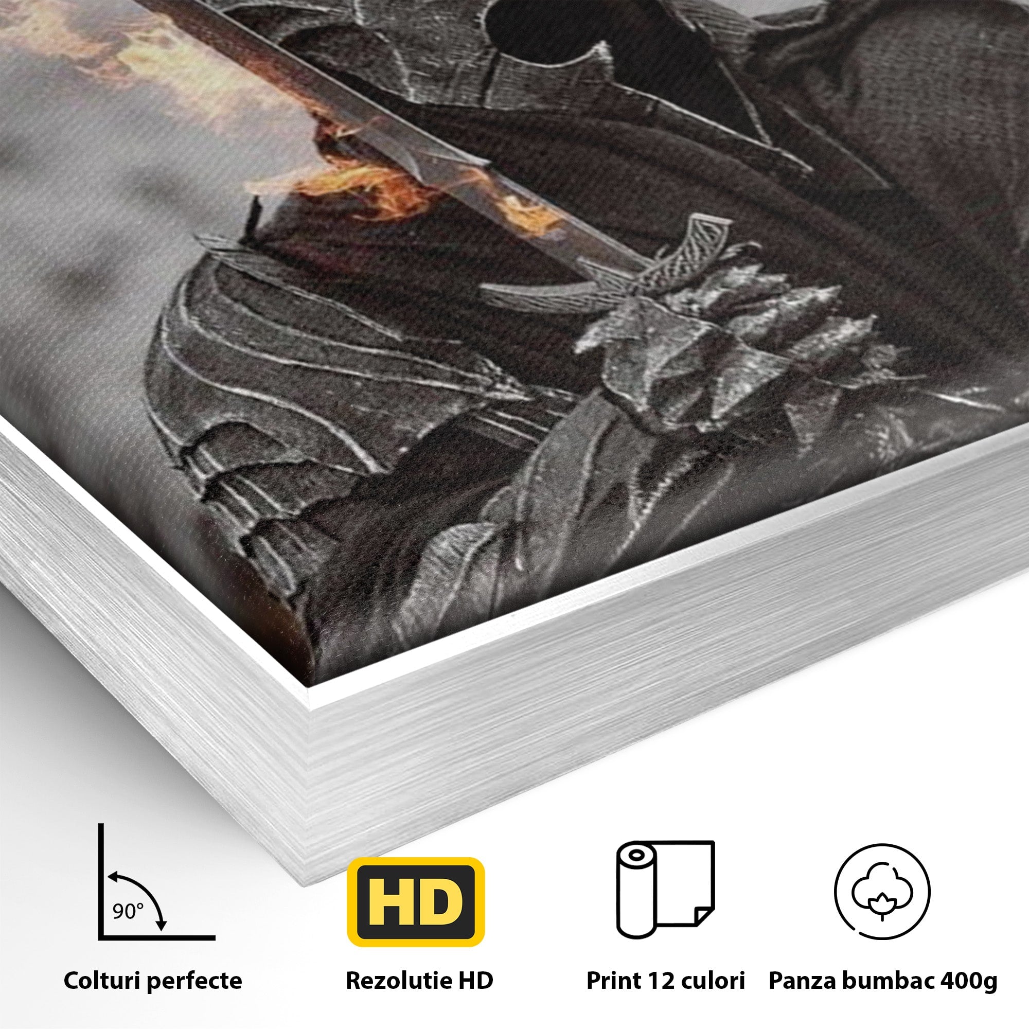 Tablou Canvas Premium LuxCanva® PI1205, Duhurile Inelului, Razboinic, Fantezie, Erou, Sabie, Dormitor, Living, Culori Vibrante