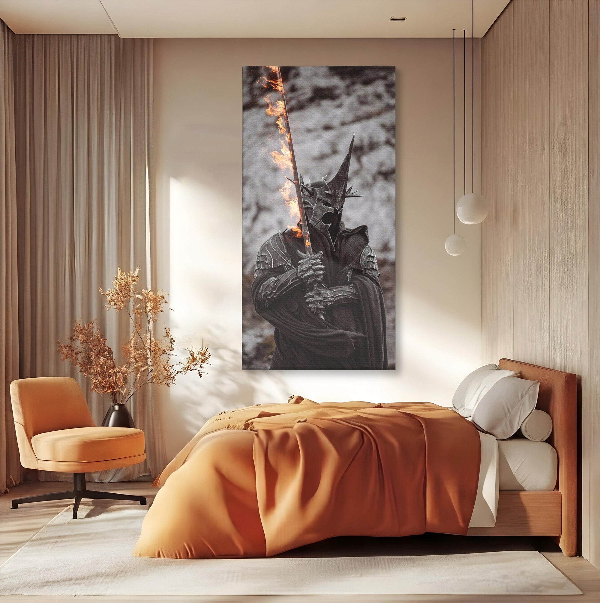 Tablou Canvas Premium LuxCanva® PI1205, Duhurile Inelului, Razboinic, Fantezie, Erou, Sabie, Dormitor, Living, Culori Vibrante
