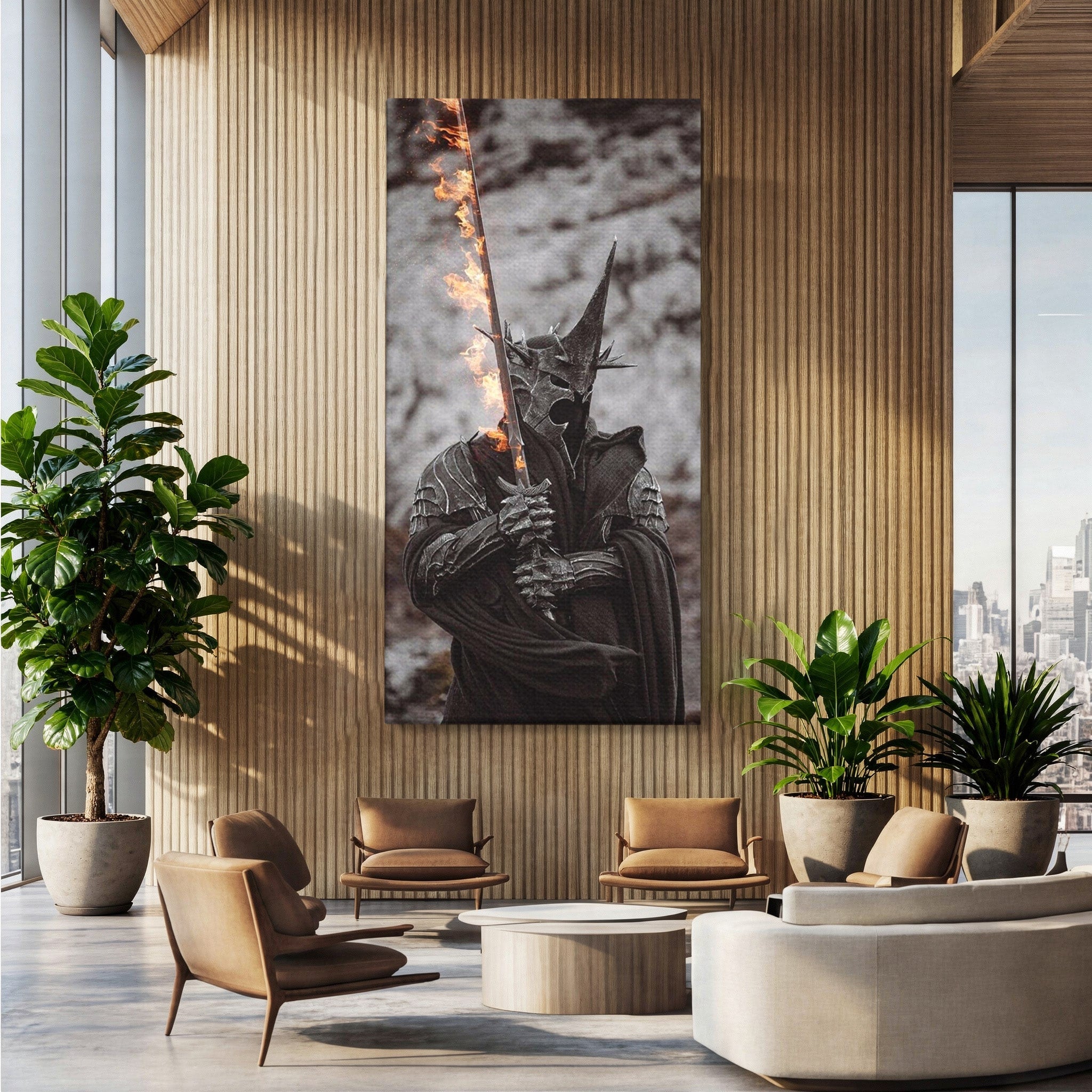 Tablou Canvas Premium LuxCanva® PI1205, Duhurile Inelului, Razboinic, Fantezie, Erou, Sabie, Dormitor, Living, Culori Vibrante