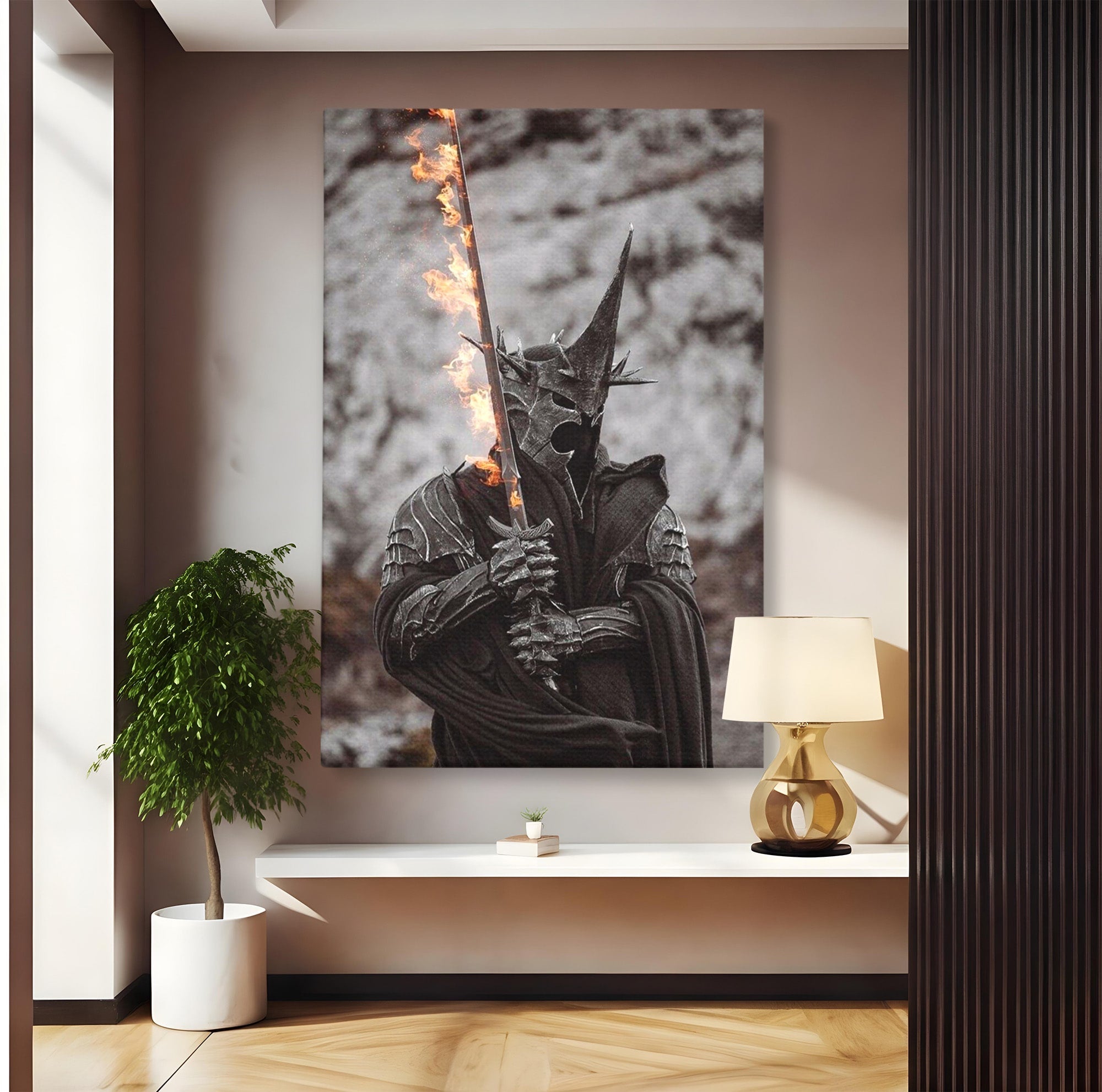 Tablou Canvas Premium LuxCanva® PI1205, Duhurile Inelului, Razboinic, Fantezie, Erou, Sabie, Dormitor, Living, Culori Vibrante