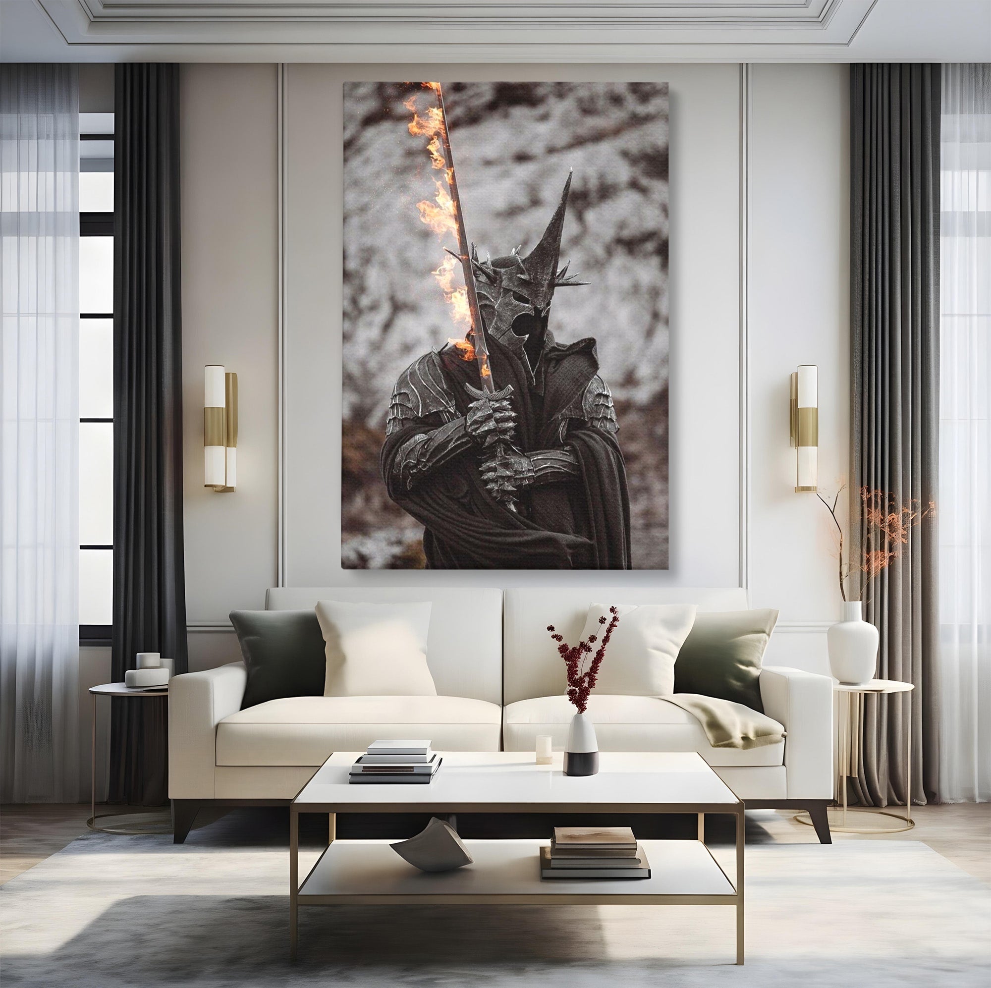 Tablou Canvas Premium LuxCanva® PI1205, Duhurile Inelului, Razboinic, Fantezie, Erou, Sabie, Dormitor, Living, Culori Vibrante