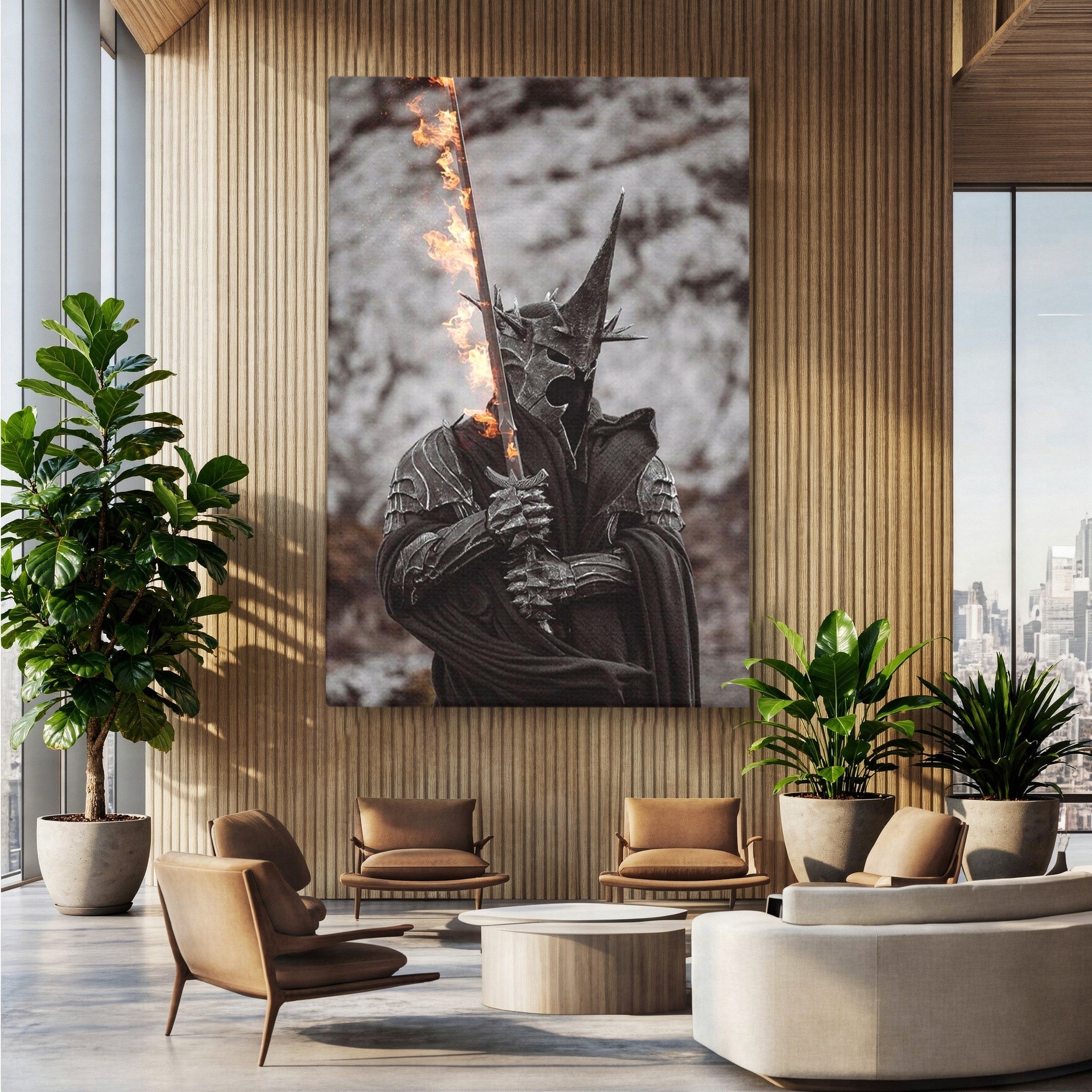 Tablou Canvas Premium LuxCanva® PI1205, Duhurile Inelului, Razboinic, Fantezie, Erou, Sabie, Dormitor, Living, Culori Vibrante