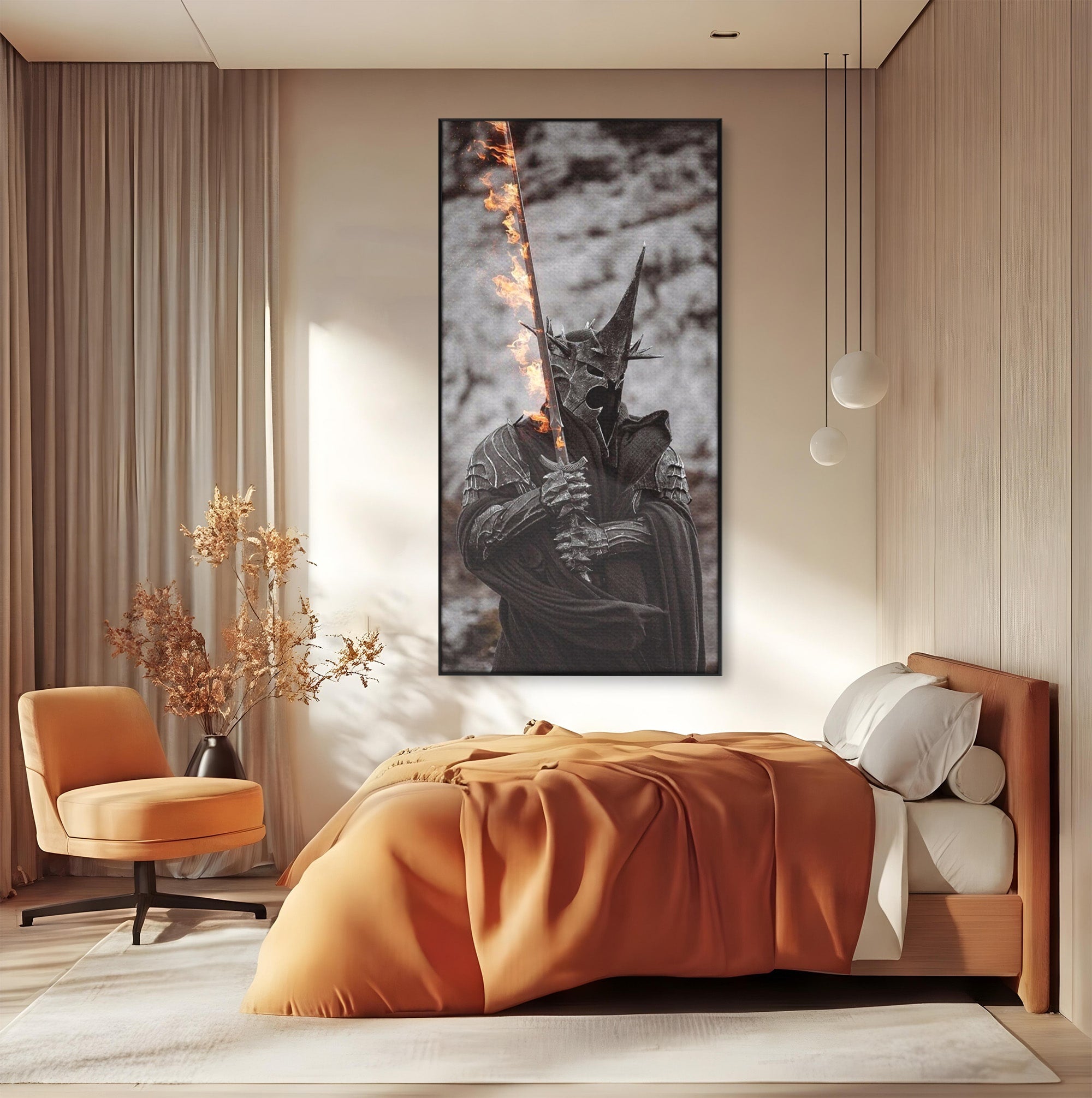 Tablou Canvas Premium LuxCanva® PI1205, Duhurile Inelului, Razboinic, Fantezie, Erou, Sabie, Dormitor, Living, Culori Vibrante