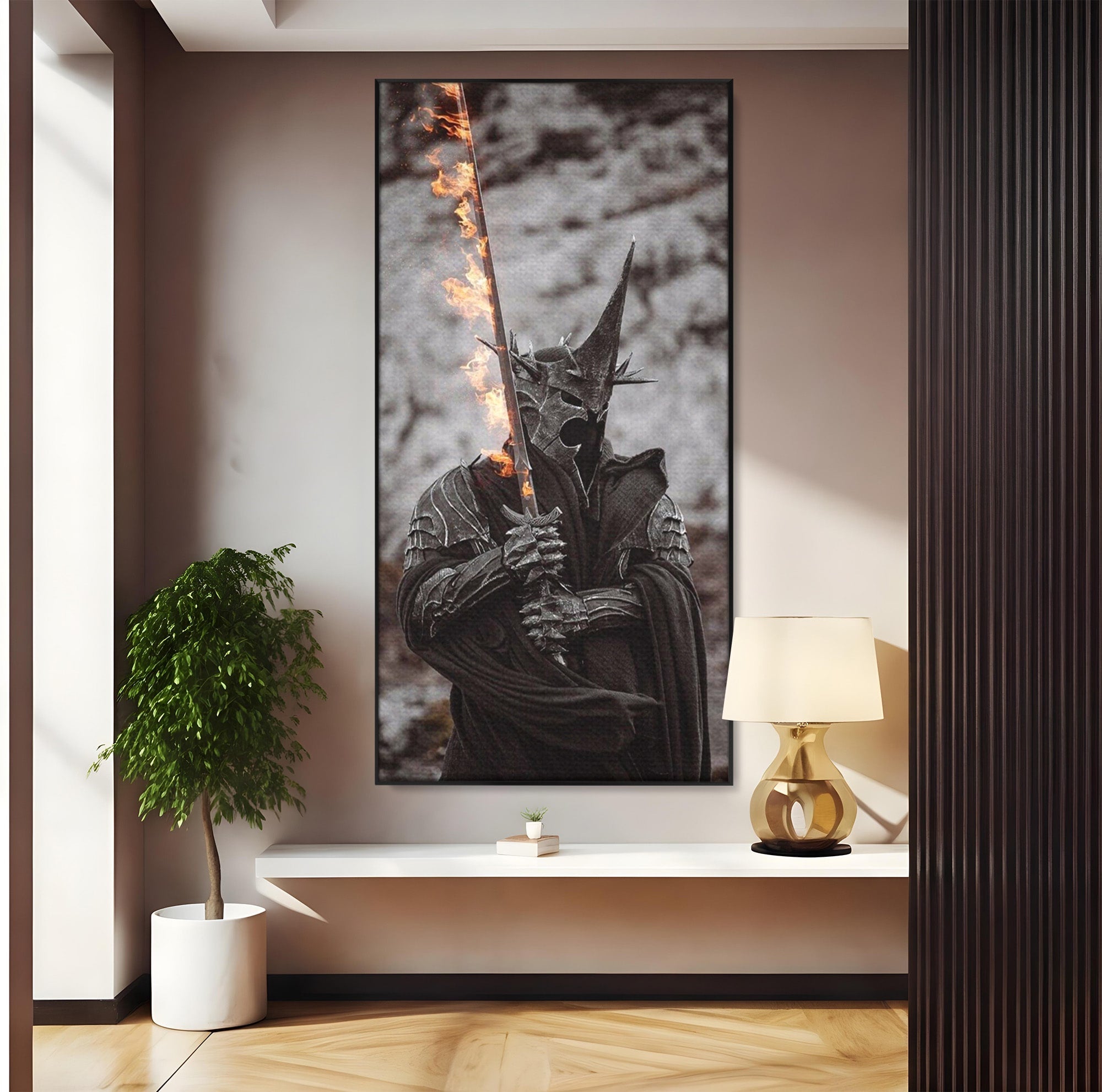 Tablou Canvas Premium LuxCanva® PI1205, Duhurile Inelului, Razboinic, Fantezie, Erou, Sabie, Dormitor, Living, Culori Vibrante