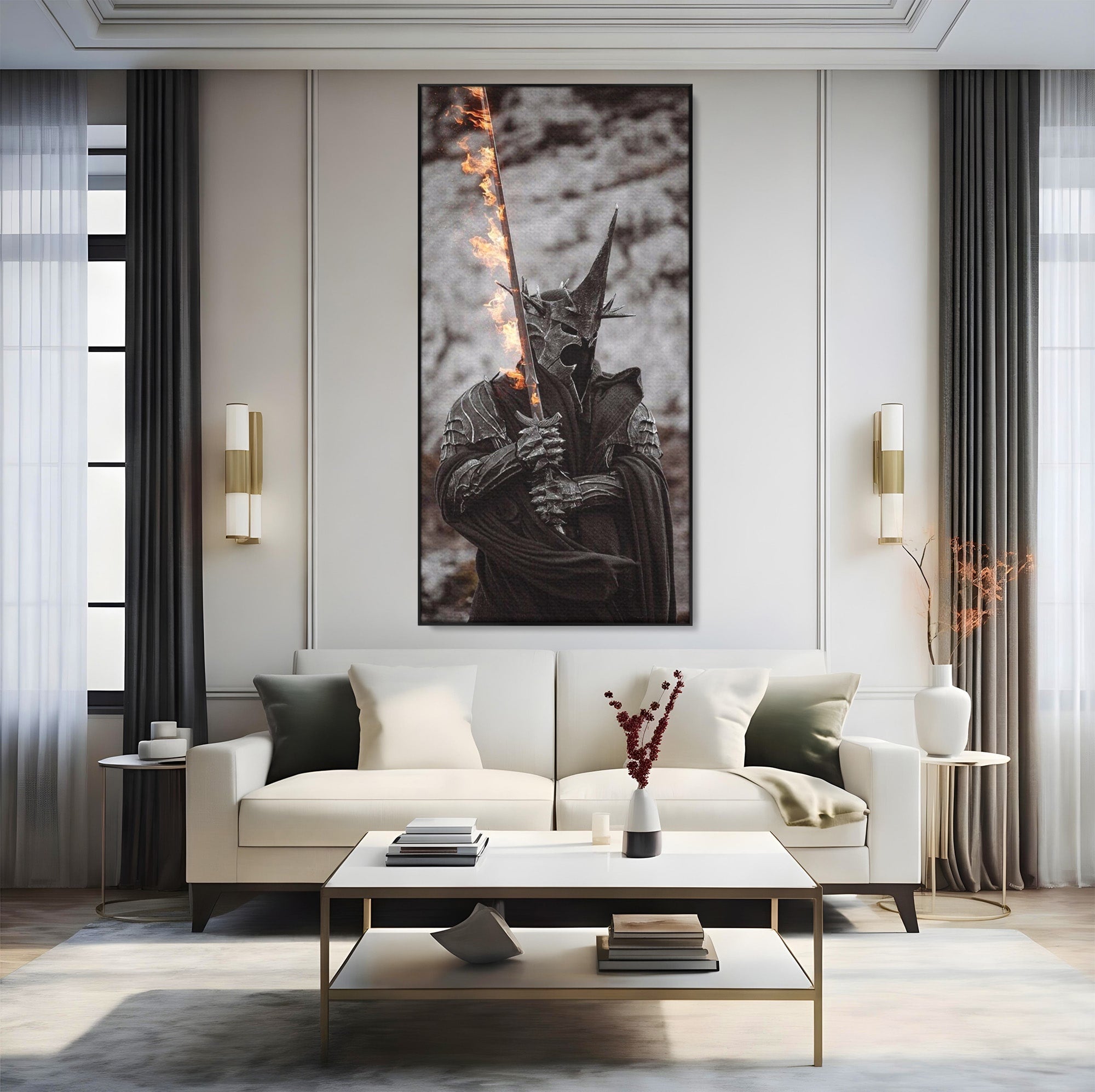 Tablou Canvas Premium LuxCanva® PI1205, Duhurile Inelului, Razboinic, Fantezie, Erou, Sabie, Dormitor, Living, Culori Vibrante