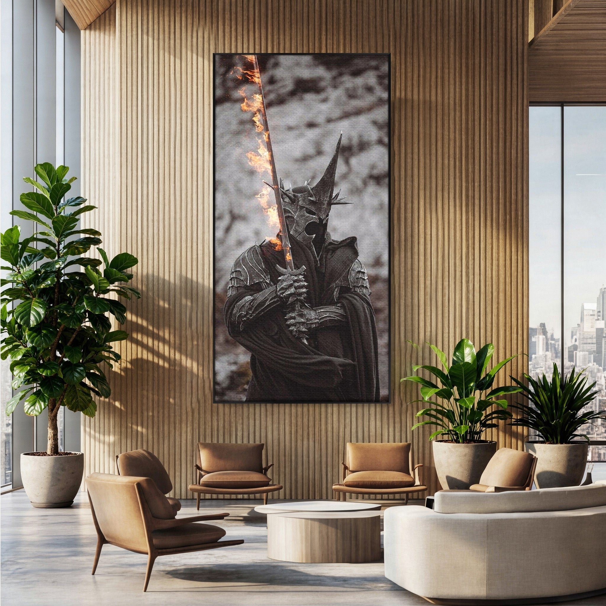 Tablou Canvas Premium LuxCanva® PI1205, Duhurile Inelului, Razboinic, Fantezie, Erou, Sabie, Dormitor, Living, Culori Vibrante