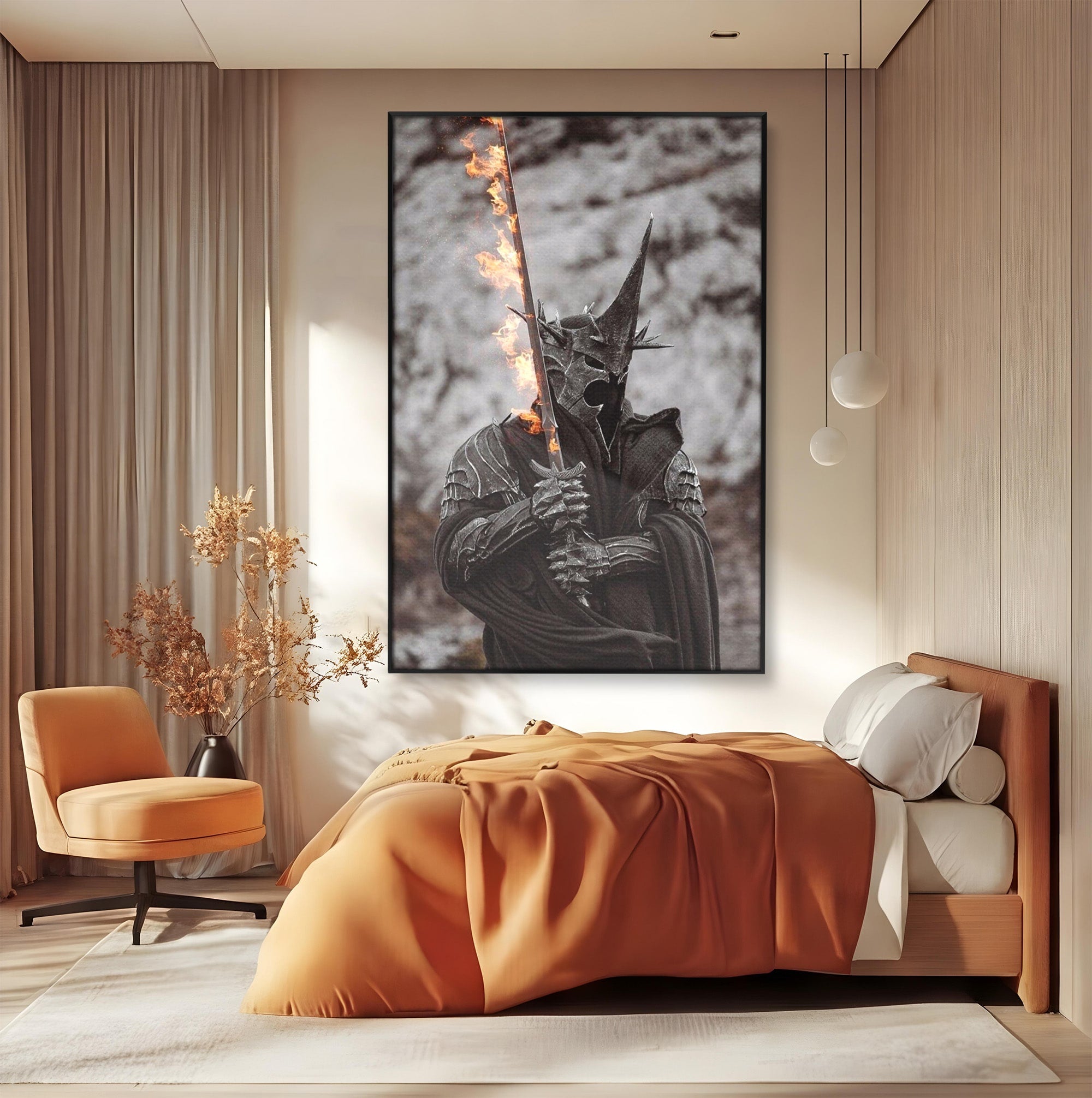 Tablou Canvas Premium LuxCanva® PI1205, Duhurile Inelului, Razboinic, Fantezie, Erou, Sabie, Dormitor, Living, Culori Vibrante