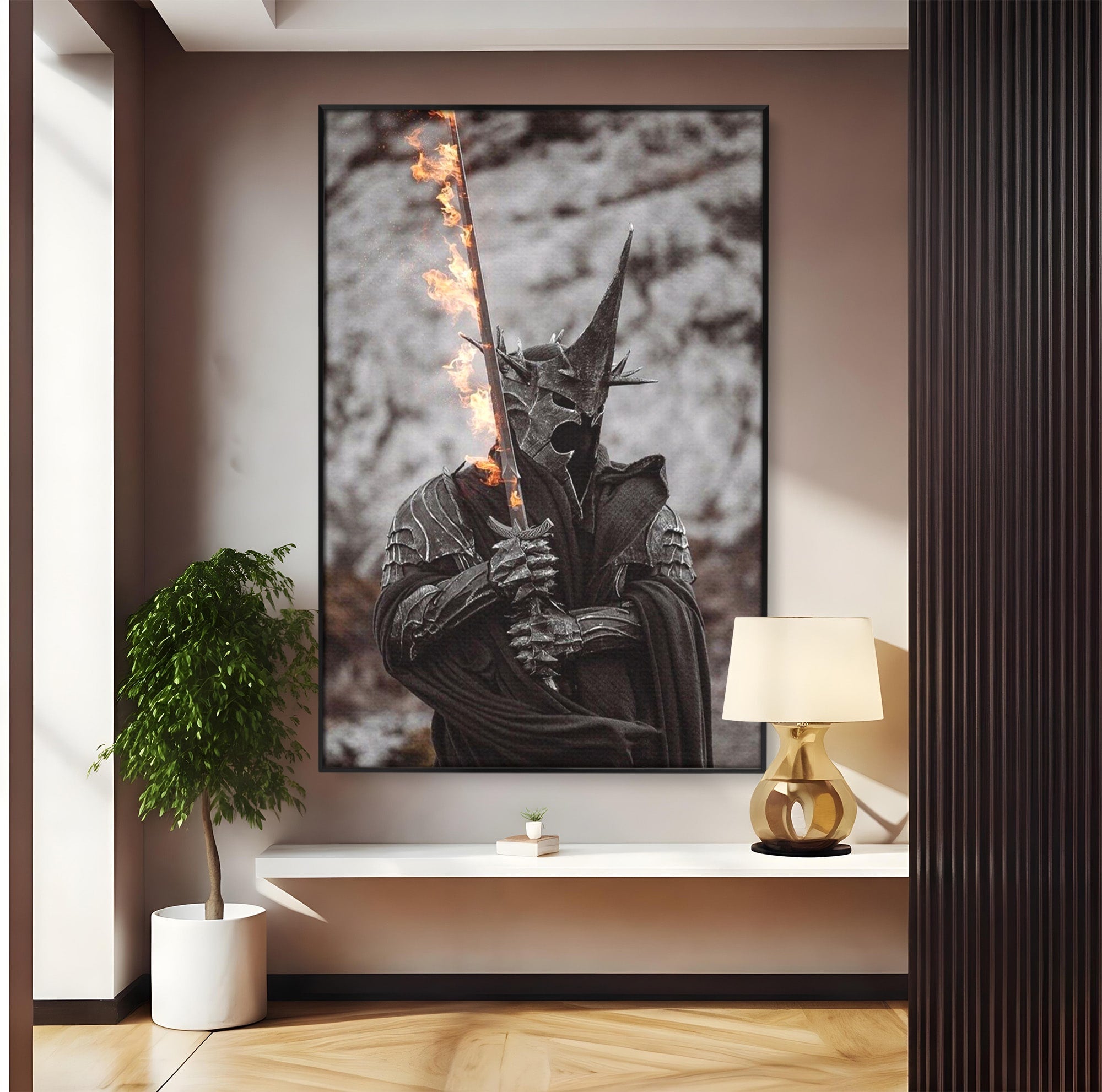 Tablou Canvas Premium LuxCanva® PI1205, Duhurile Inelului, Razboinic, Fantezie, Erou, Sabie, Dormitor, Living, Culori Vibrante