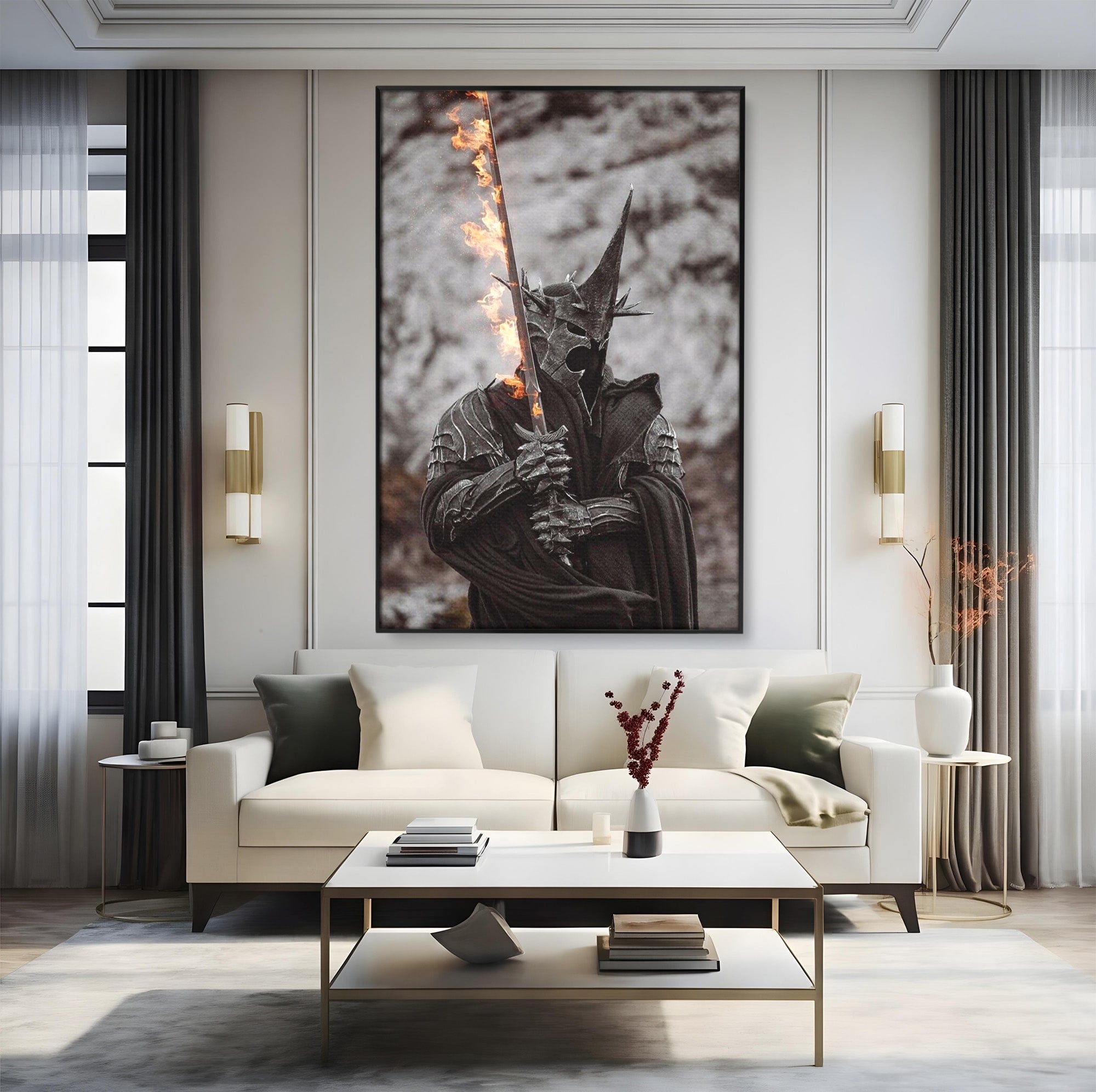 Tablou Canvas Premium LuxCanva® PI1205, Duhurile Inelului, Razboinic, Fantezie, Erou, Sabie, Dormitor, Living, Culori Vibrante