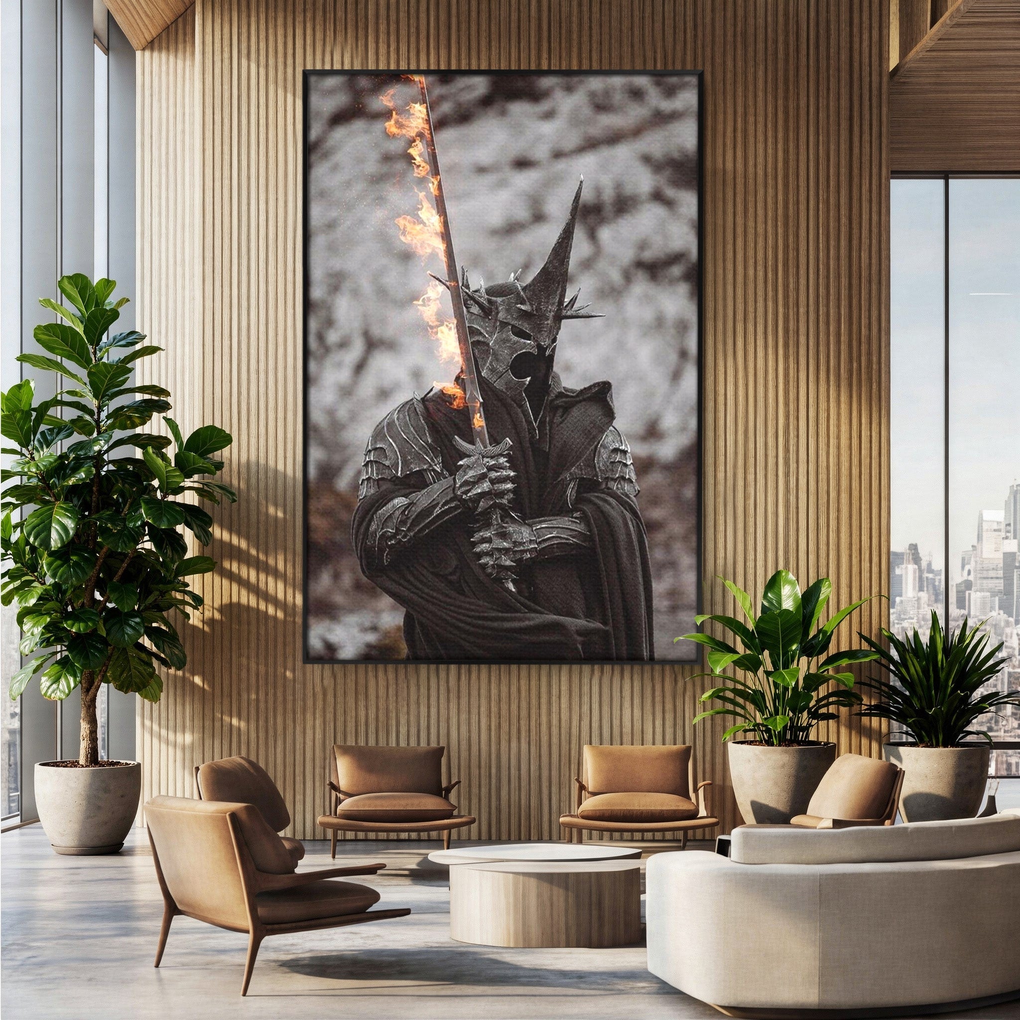 Tablou Canvas Premium LuxCanva® PI1205, Duhurile Inelului, Razboinic, Fantezie, Erou, Sabie, Dormitor, Living, Culori Vibrante