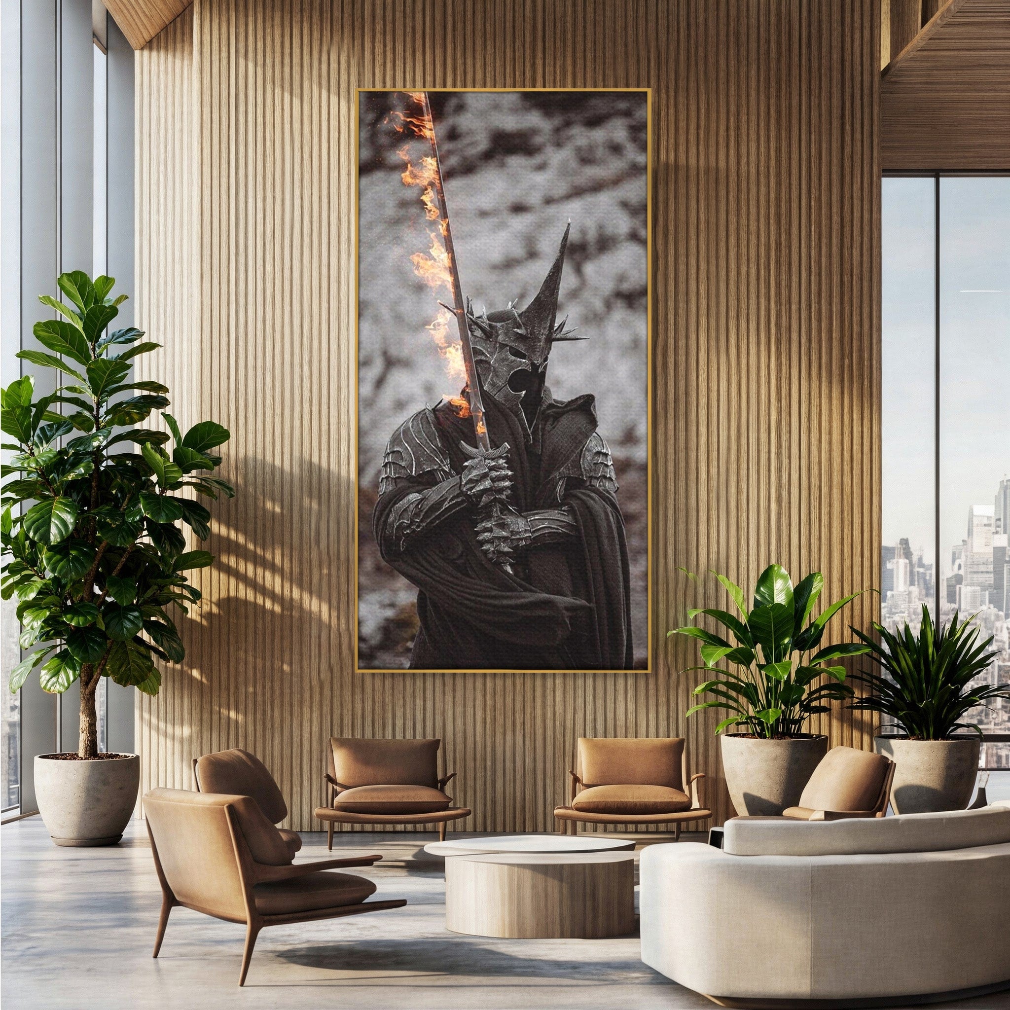 Tablou Canvas Premium LuxCanva® PI1205, Duhurile Inelului, Razboinic, Fantezie, Erou, Sabie, Dormitor, Living, Culori Vibrante