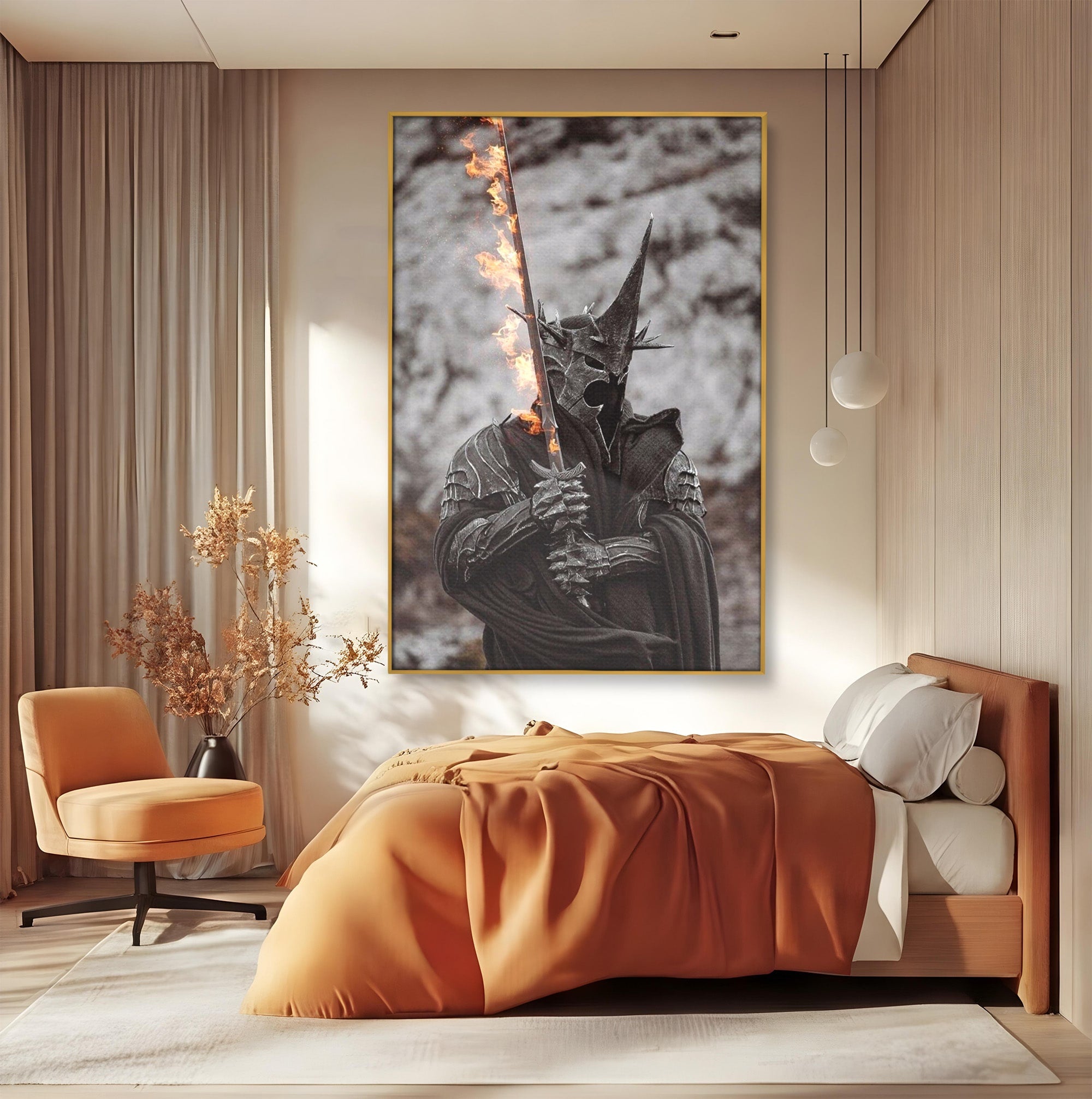 Tablou Canvas Premium LuxCanva® PI1205, Duhurile Inelului, Razboinic, Fantezie, Erou, Sabie, Dormitor, Living, Culori Vibrante