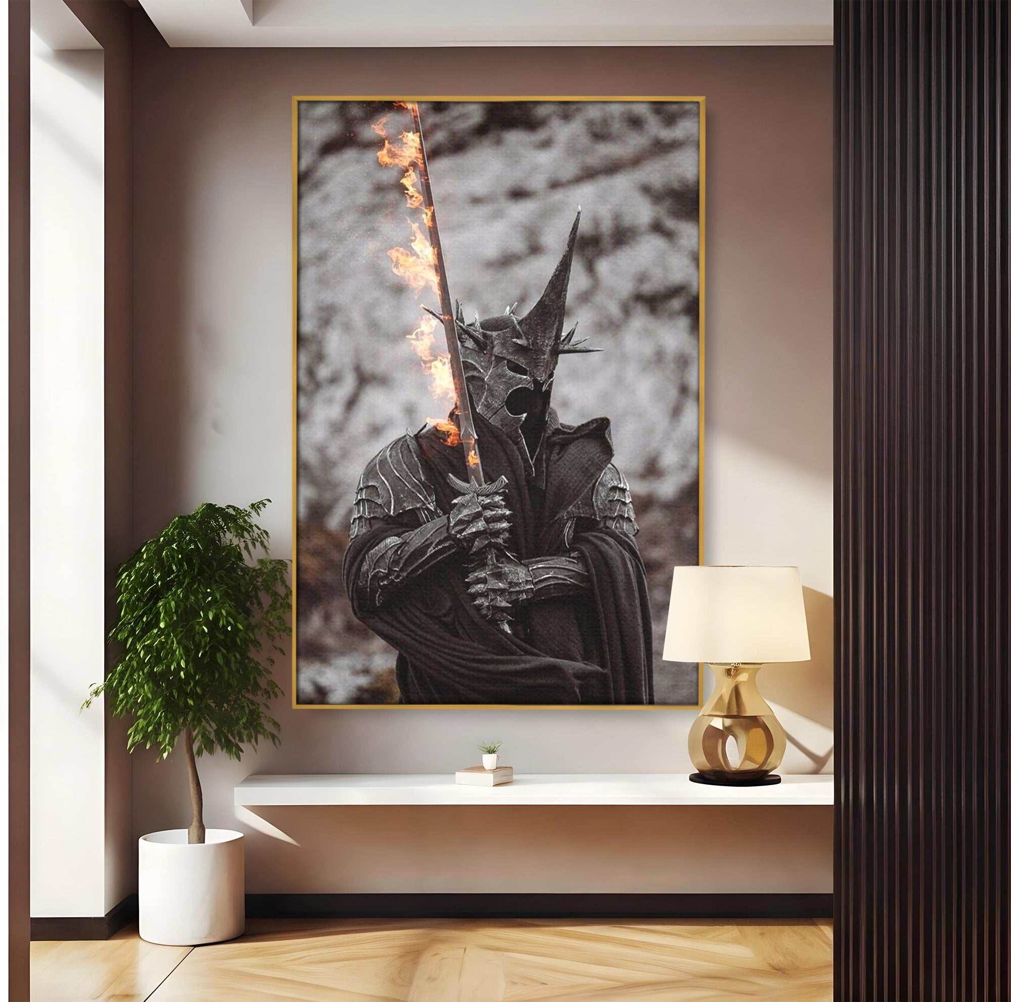 Tablou Canvas Premium LuxCanva® PI1205, Duhurile Inelului, Razboinic, Fantezie, Erou, Sabie, Dormitor, Living, Culori Vibrante