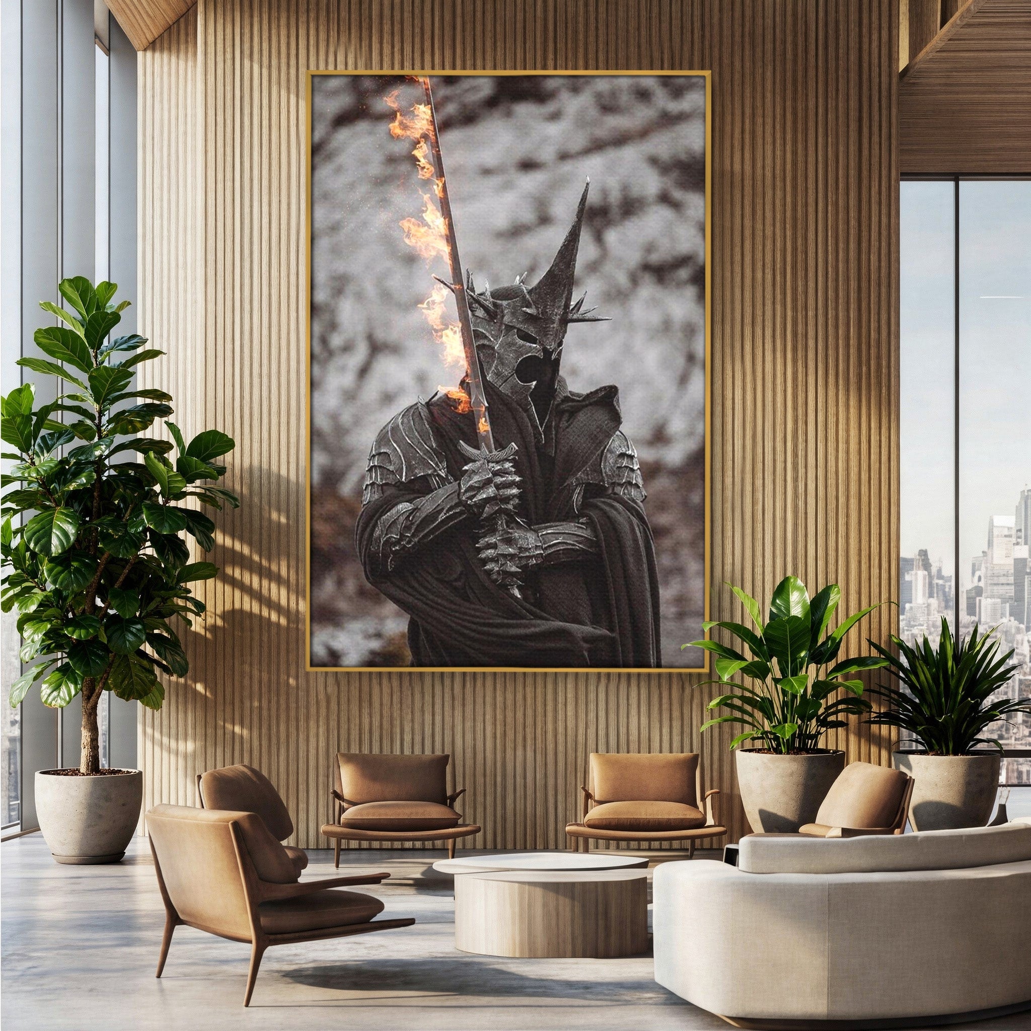 Tablou Canvas Premium LuxCanva® PI1205, Duhurile Inelului, Razboinic, Fantezie, Erou, Sabie, Dormitor, Living, Culori Vibrante